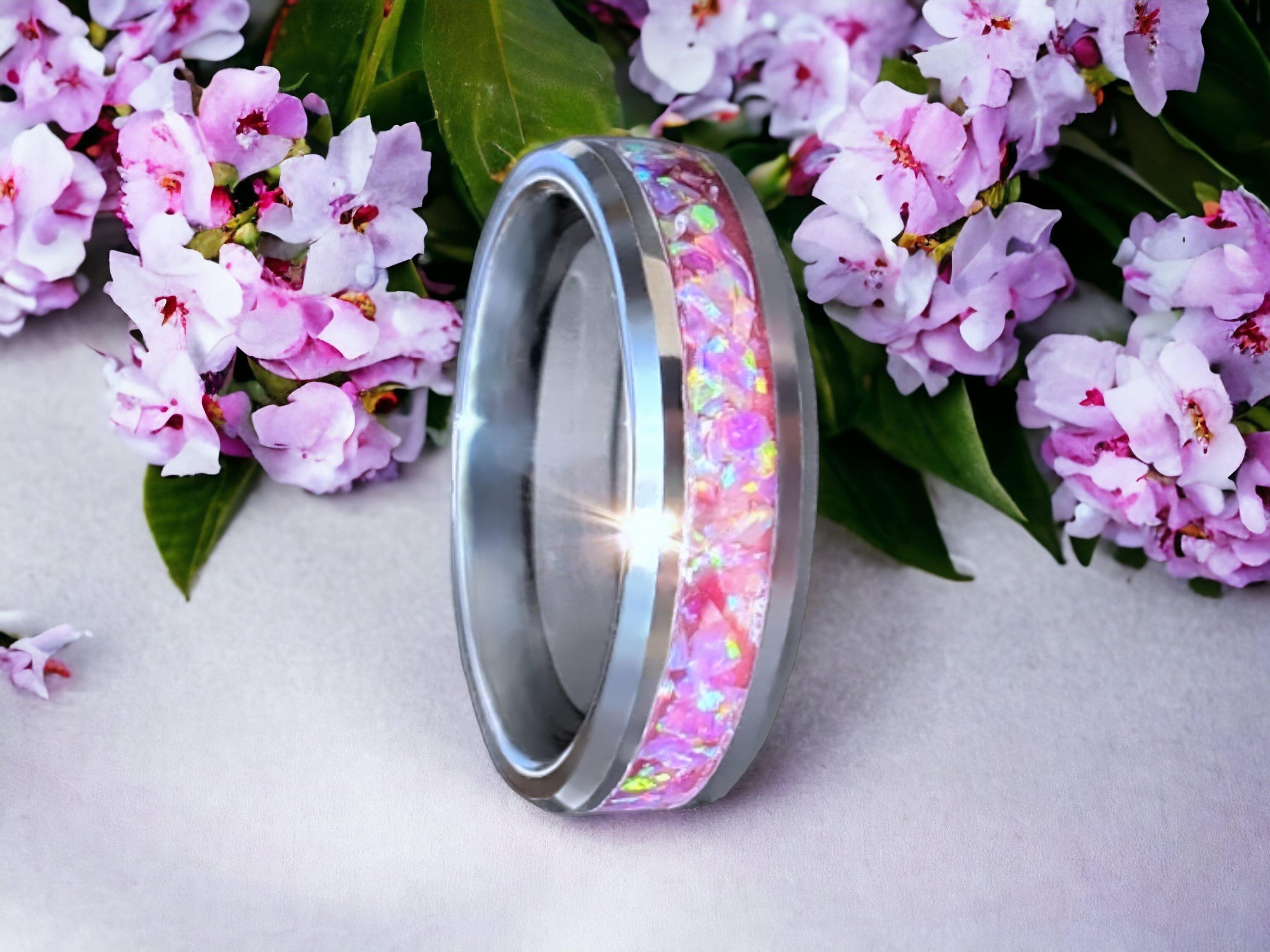 Pink Ring, Pink Wedding Band, 6mm Pink Tungsten Band, Pink Tungsten Wedding  Ring, Pink Wedding Ring