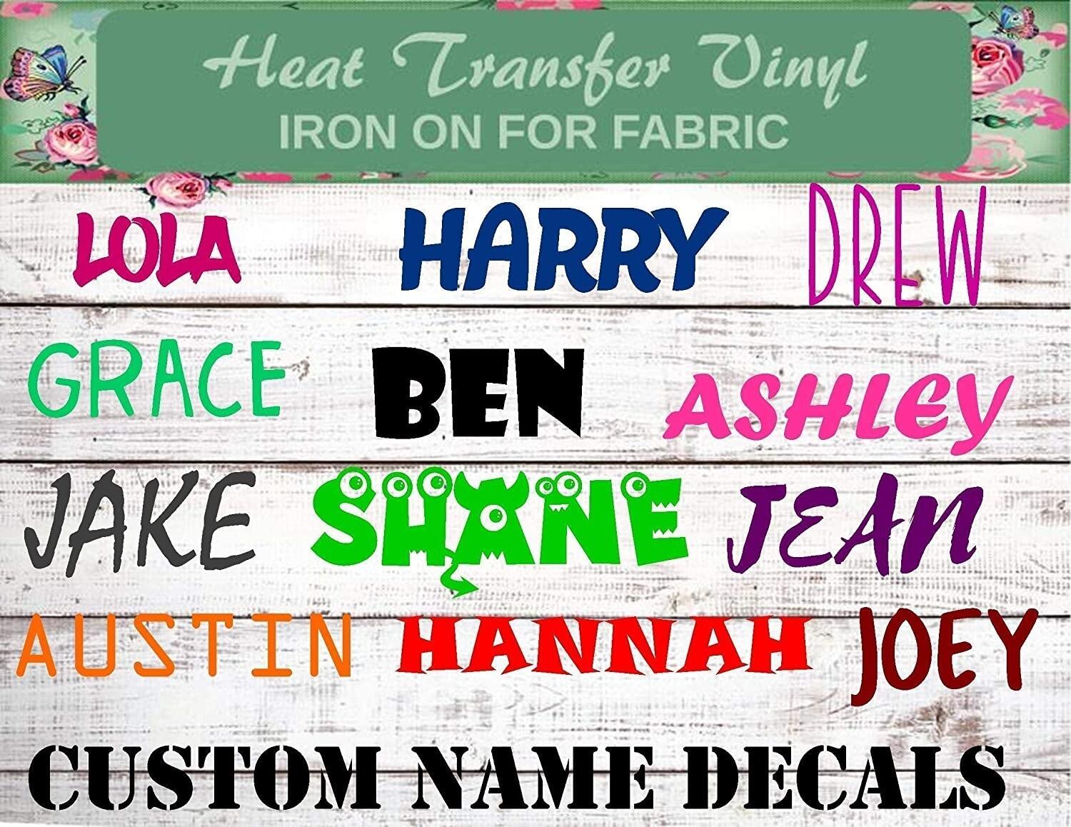 HEAT TRANSFER PERSONALISED IRON ON VINYL NAME FOR HAIR BOWS 