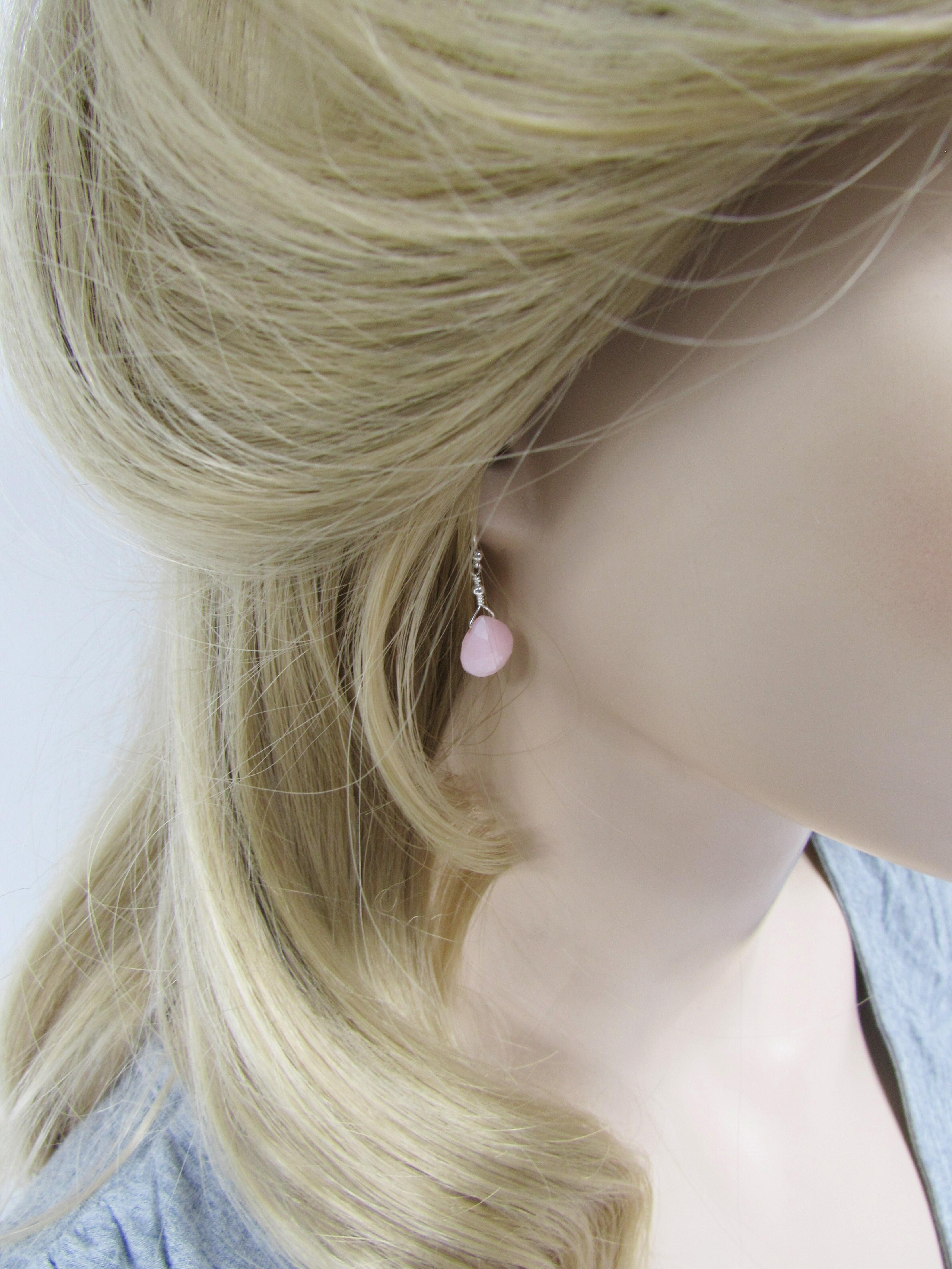 pink opal drop earrings