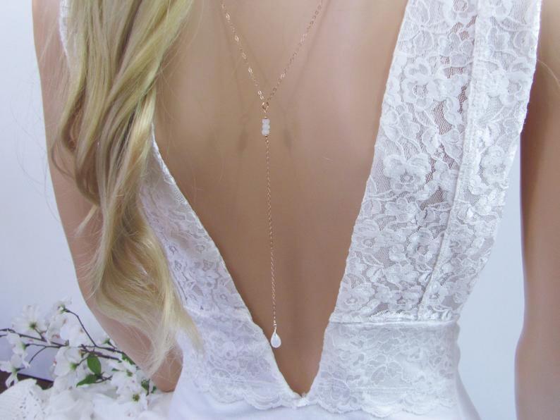 Rose Gold Moonstone Backdrop Necklace