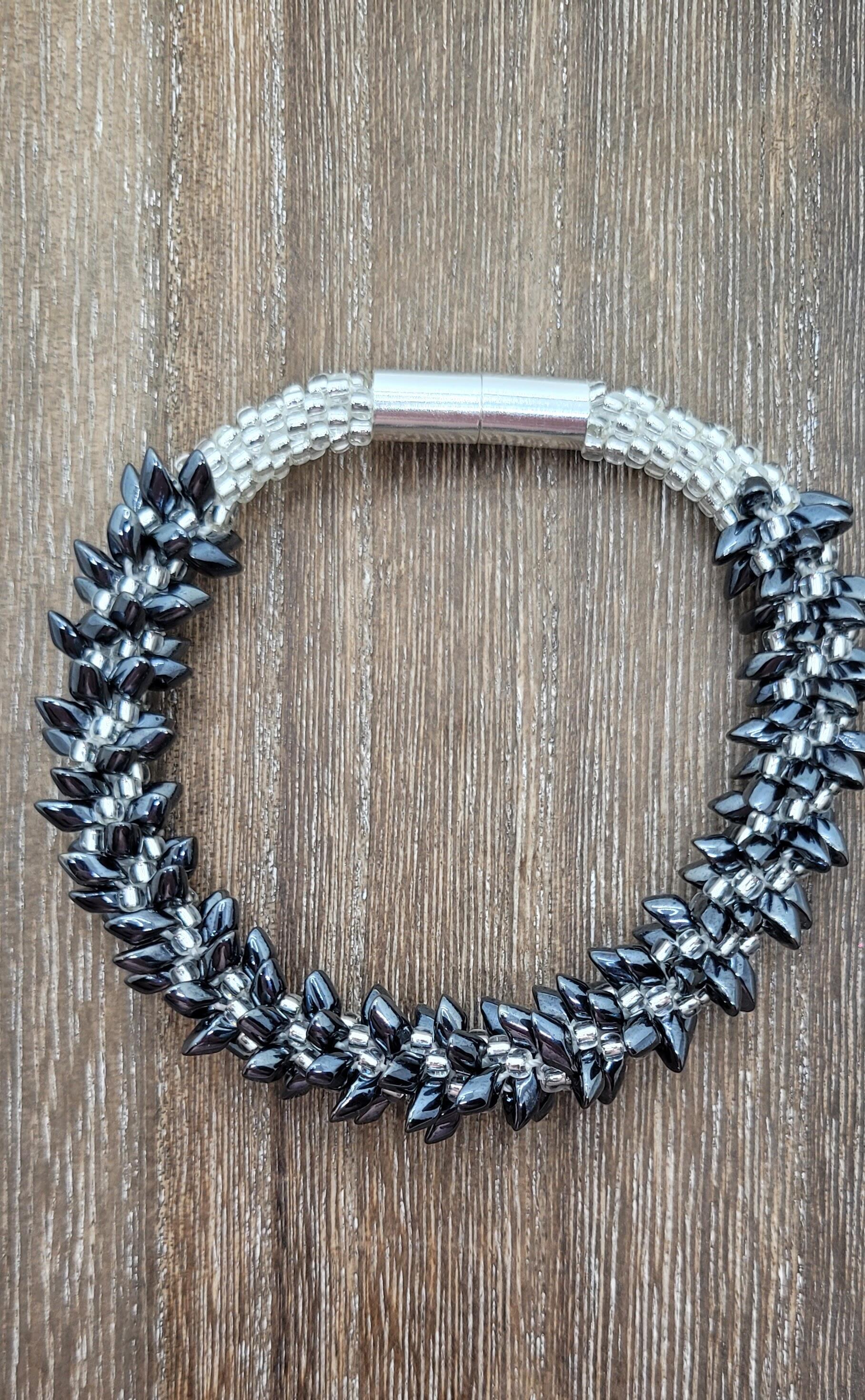 Jewelry  Bracelets  Beaded Bracelets  Long Magatama and Seed Bead  Kumihimo Bracelet