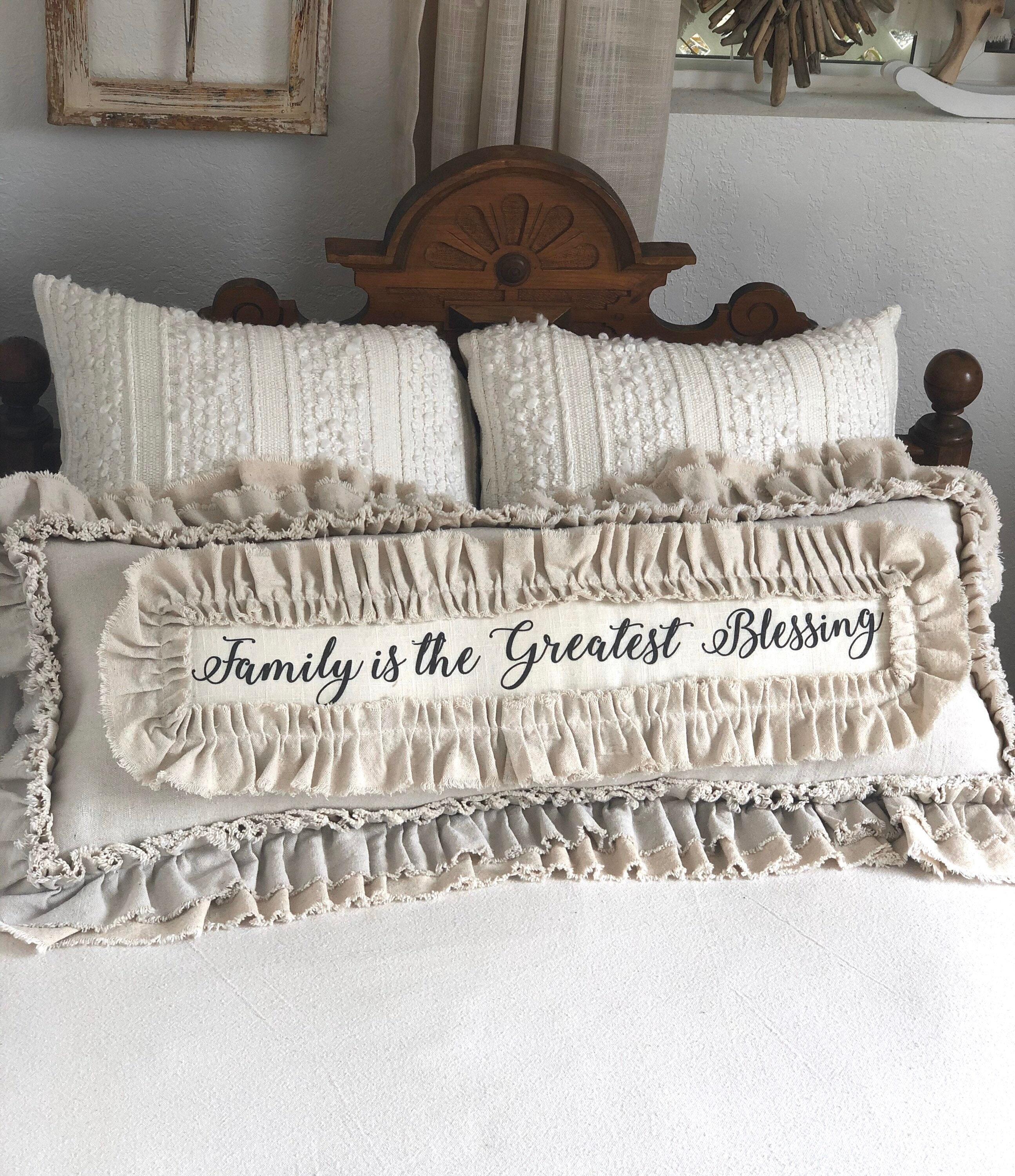 Products Custom Large Pillow Cover w Saying w Ruffles,Huge Pillow 36