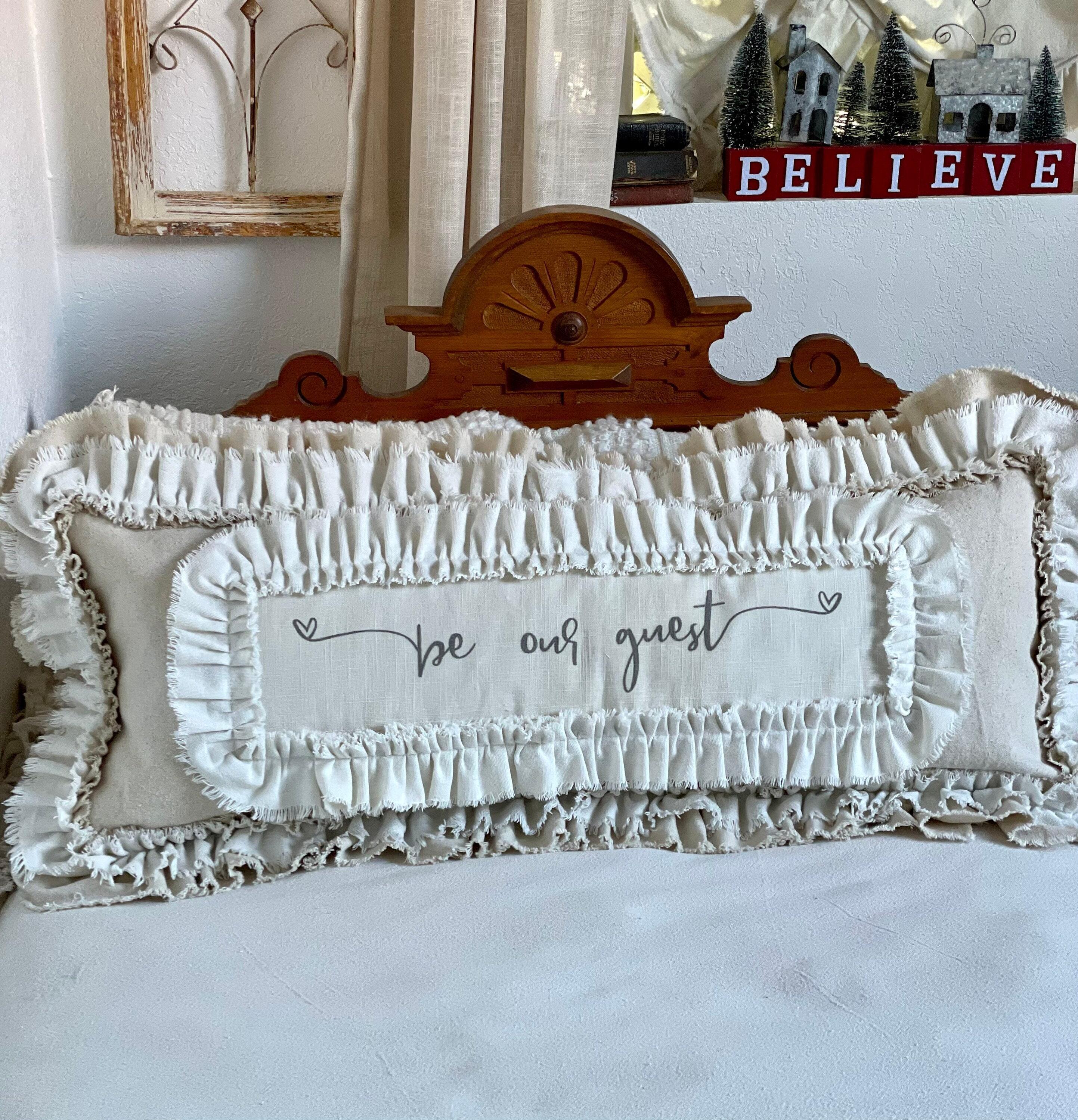 Products Custom Large Pillow Cover w Ruffles,creamy white cotton,Be