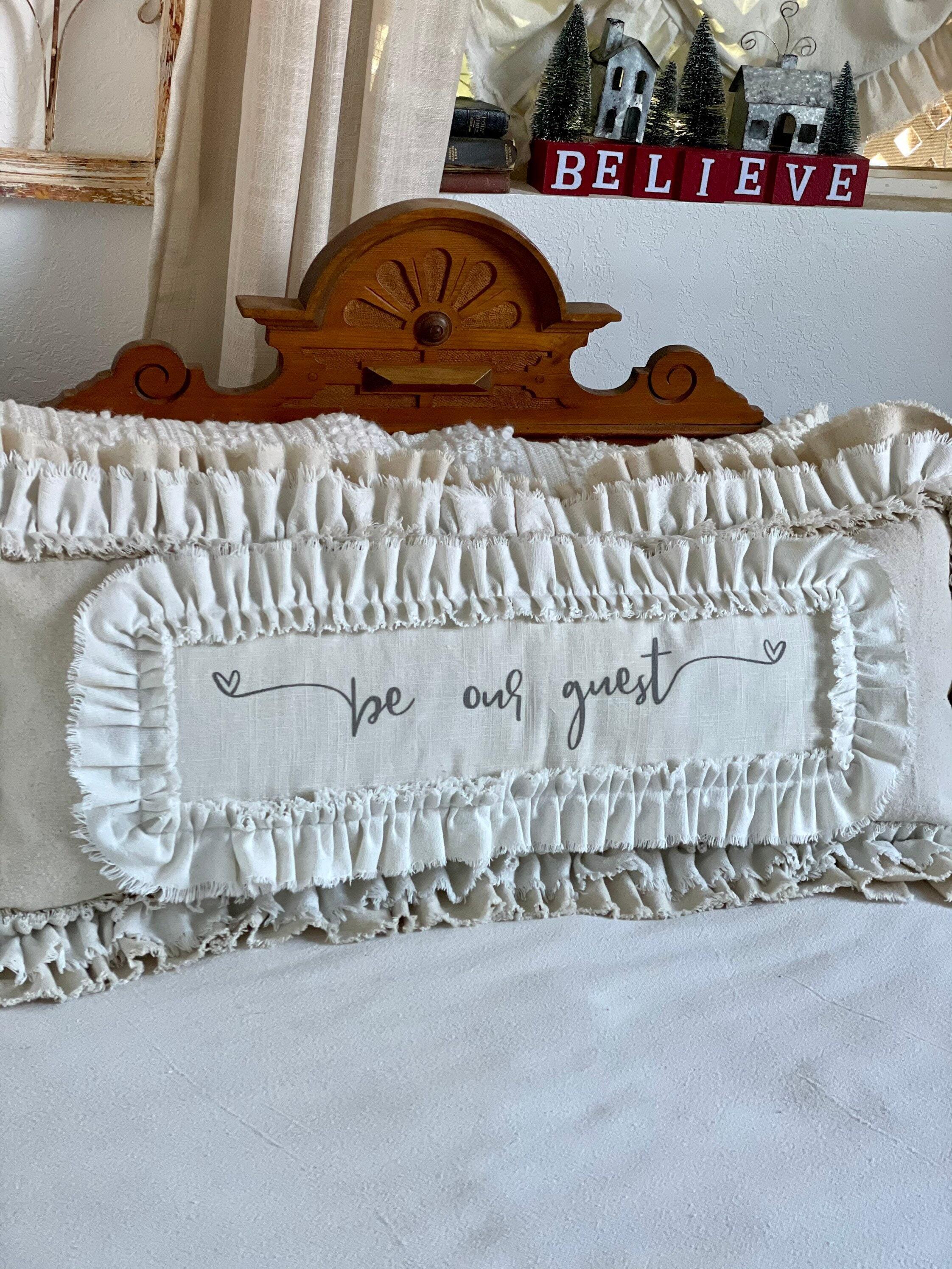 Products Custom Large Pillow Cover w Ruffles,creamy white cotton,Be