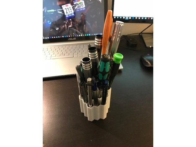 Tall Honeycomb Pen / Pencil Holder Sculpture Desktop Organizer 3D Printed