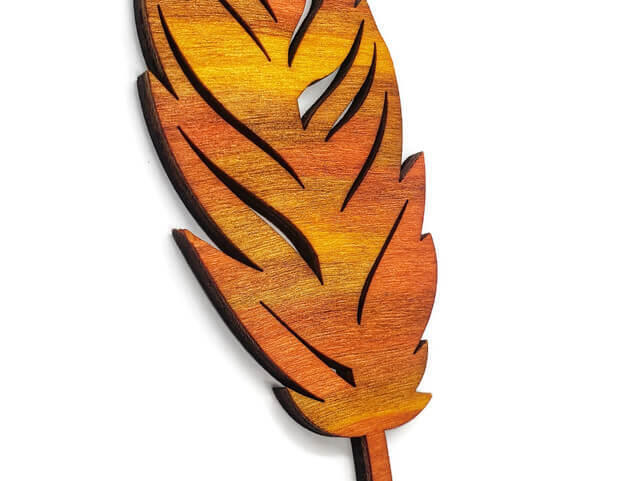 Fall colors Hand painted wooden feather magnet