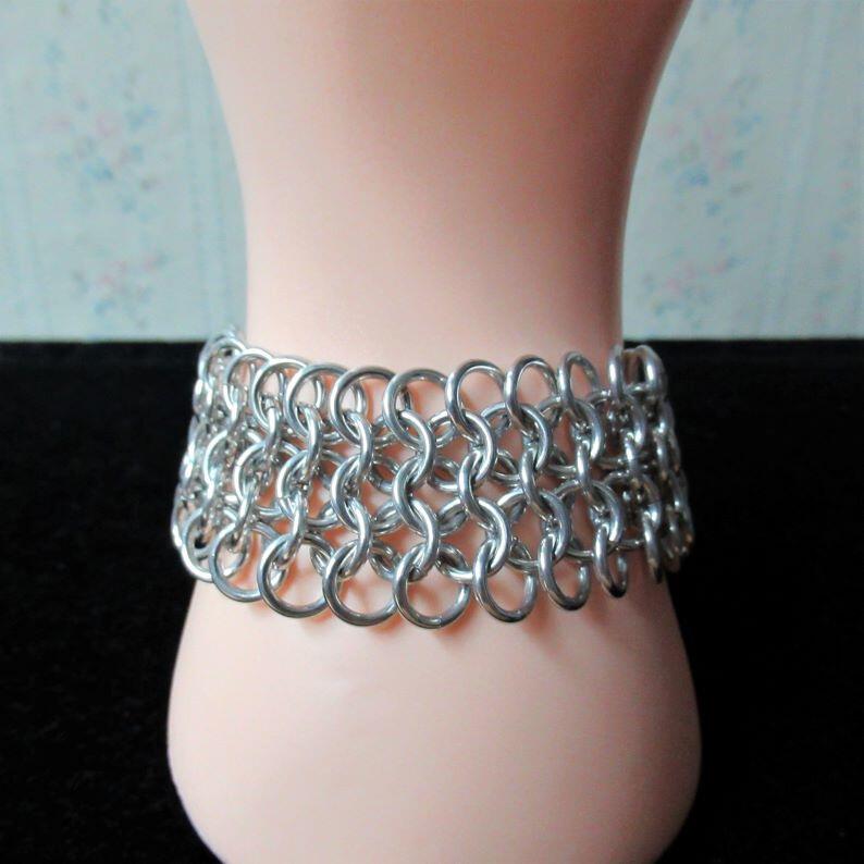 Chainmaille European 4 in 1 Cuff Bracelet, Small Rings