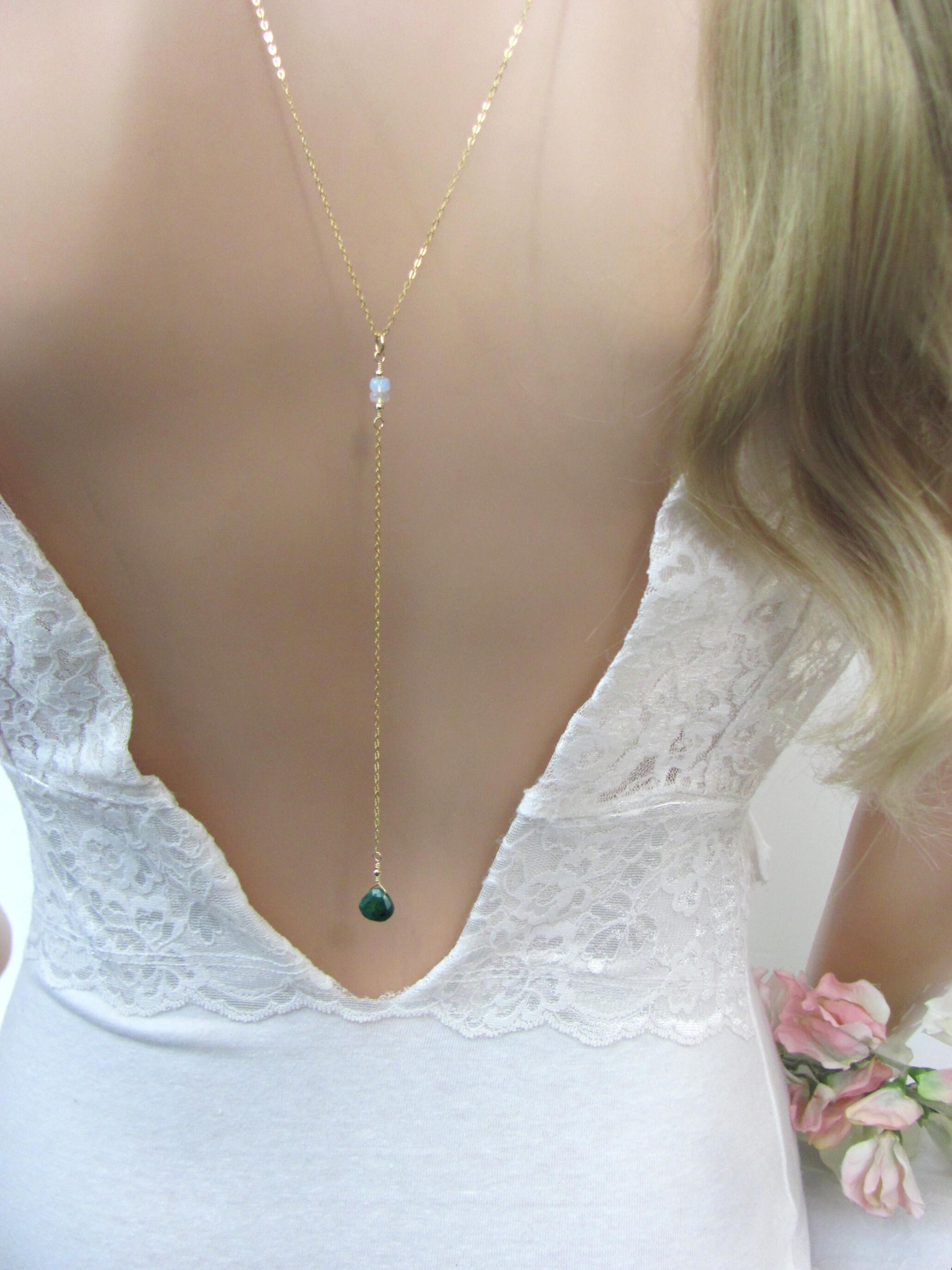 Emerald Backdrop Necklace for the Bride