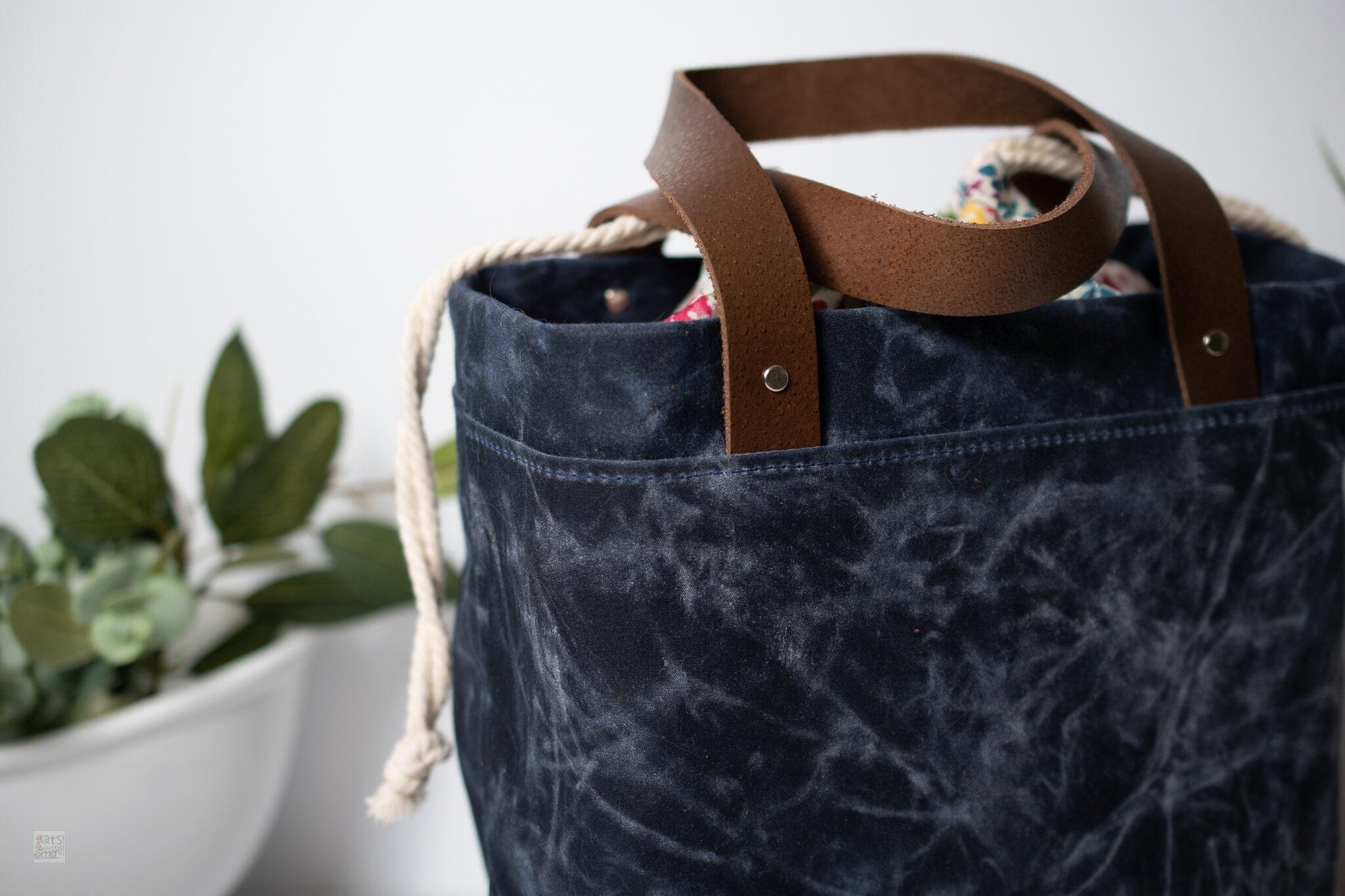 Waxed canvas drawstring clearance bag