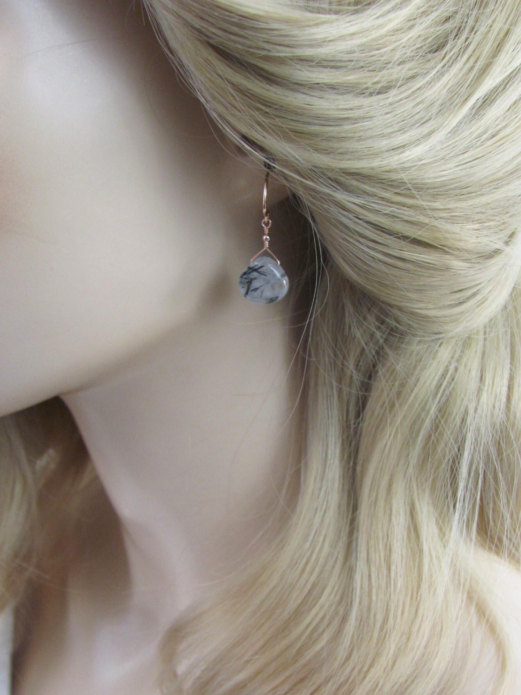 black rutile quartz earrings