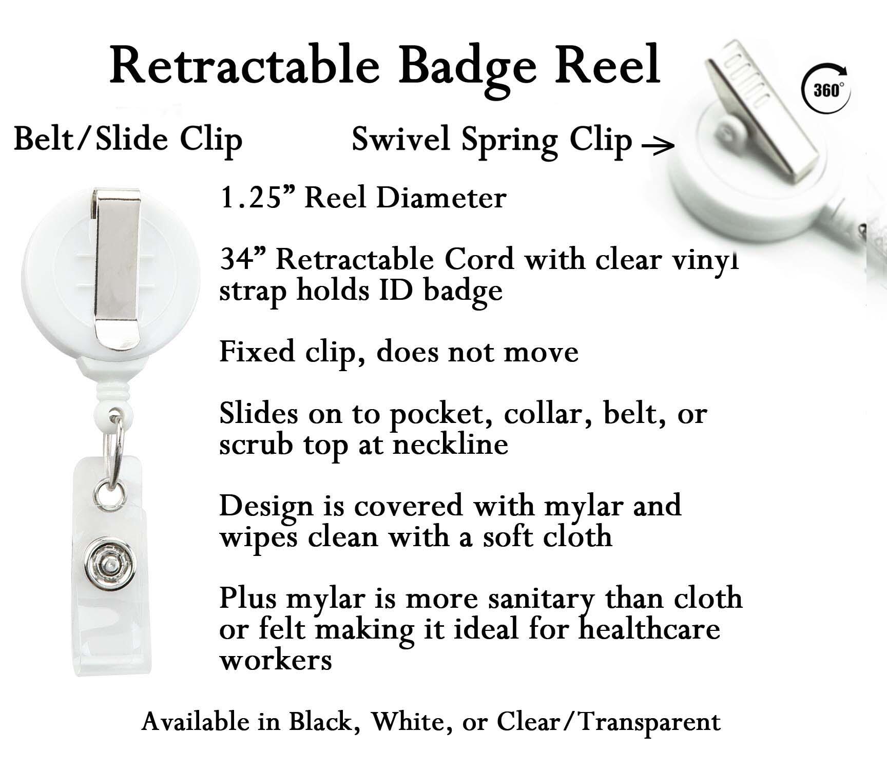 Badge Reel Black Sakura Flower Office Gift Retractable Badge Reel Pinch  Badge Reel Belt Badge Reel Nurse Gift Teacher Gift 