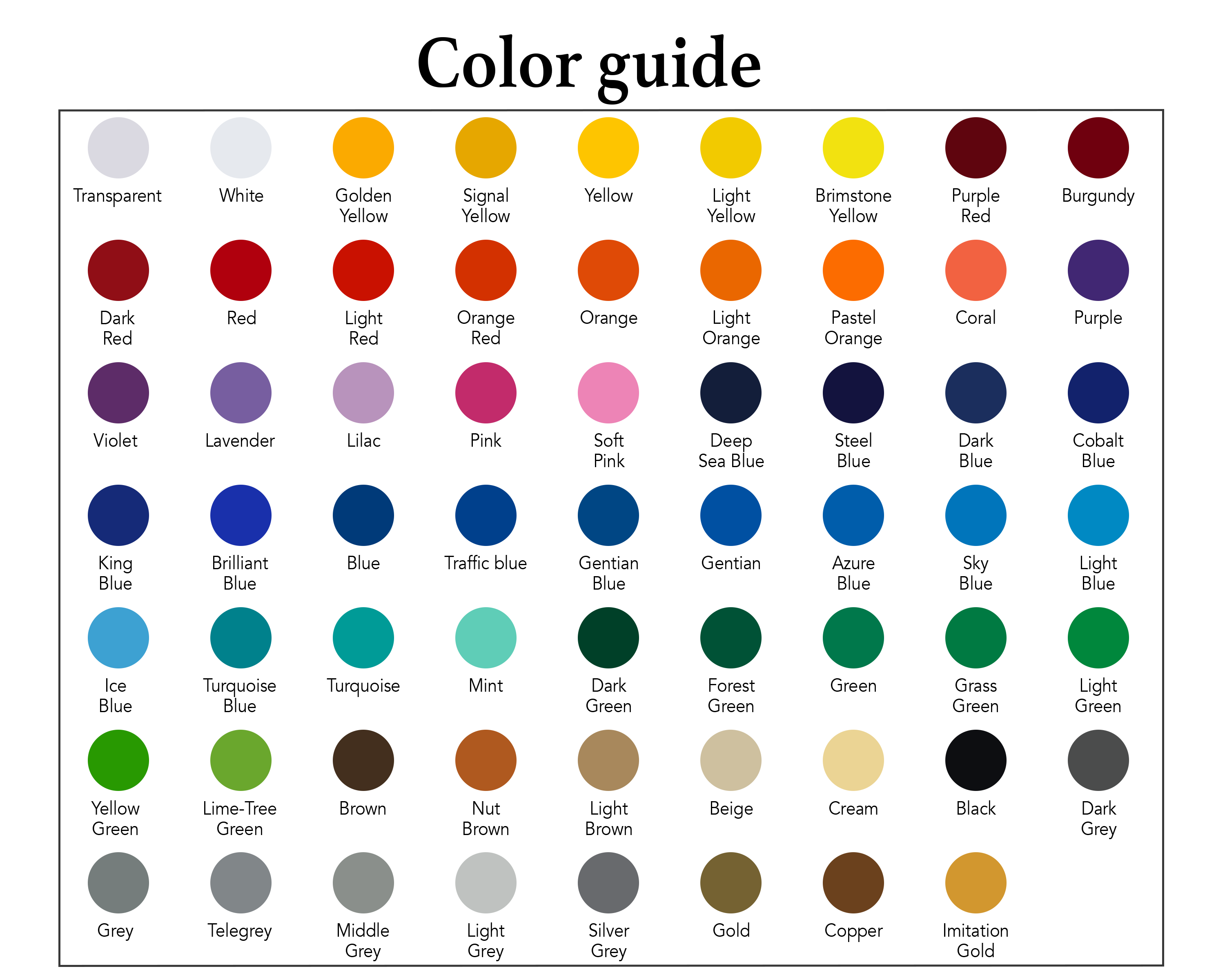 basic oracal 651 color options