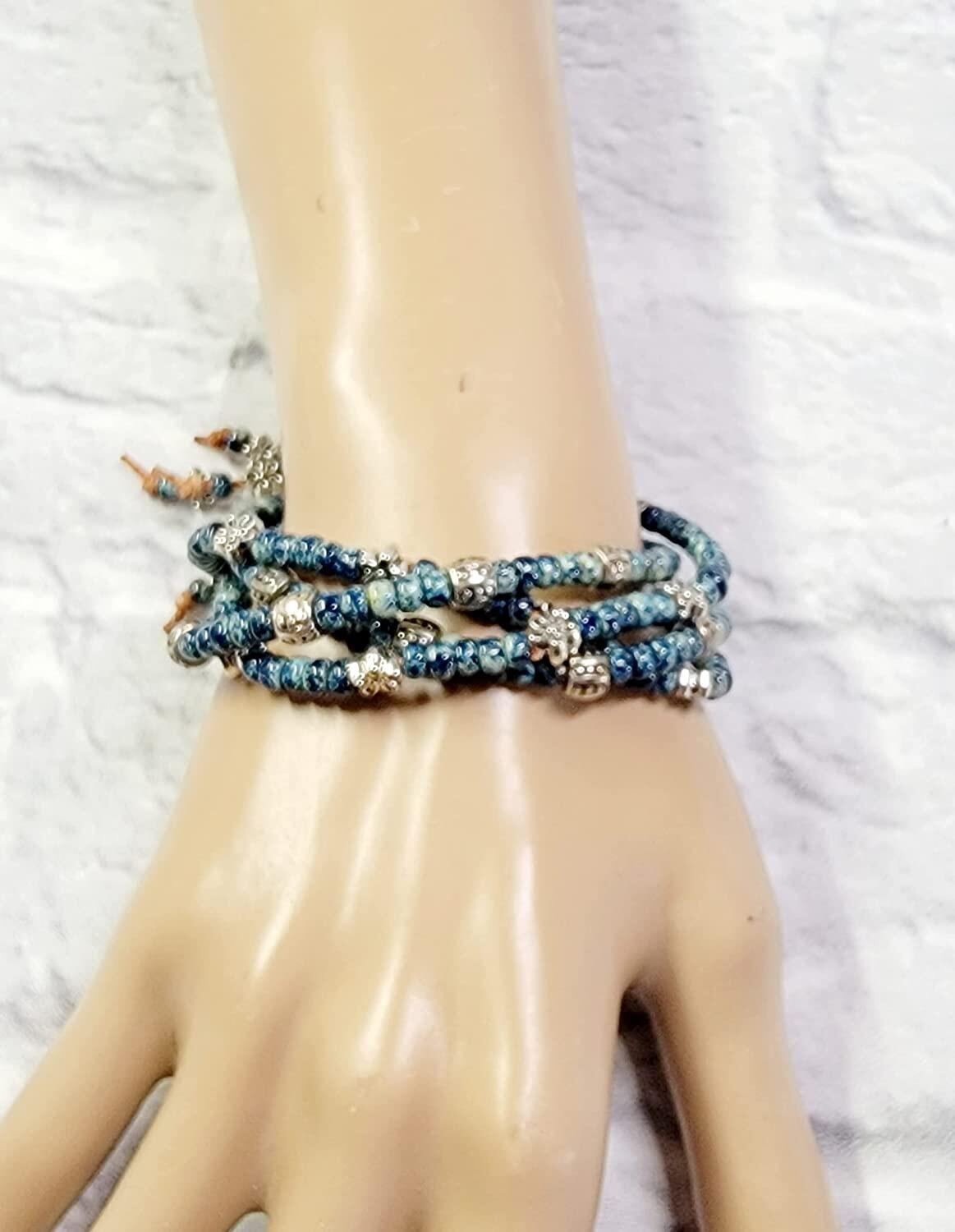 Southwestern Style Leather Wrap Bracelets for Women/ Beaded 