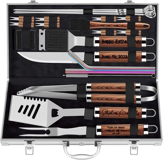 Personalized Grill Tool Set Engraved BBQ Tools Husband Gift Dad