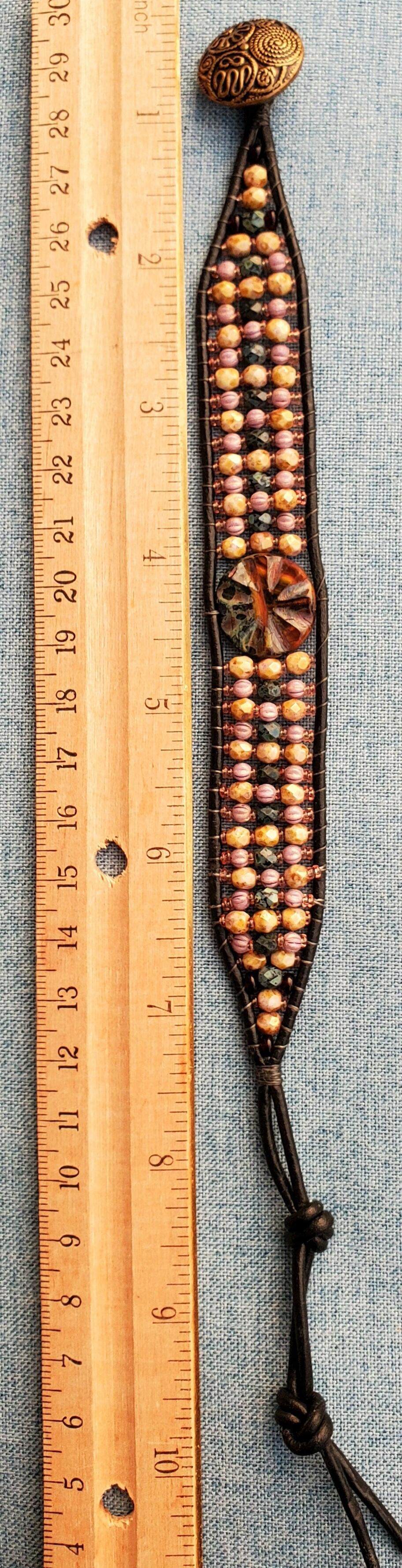 Jewelry Leather ladder stitched bracelet