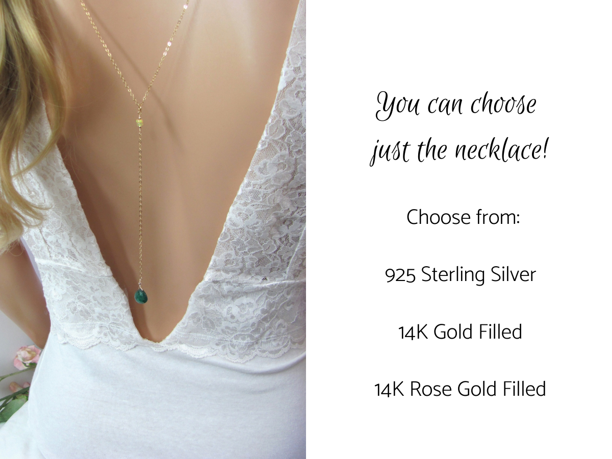 wedding dress open back chain necklace & drop available in silver, gold & rose  gold – Kathleen Barry Bespoke Occasion Accessories