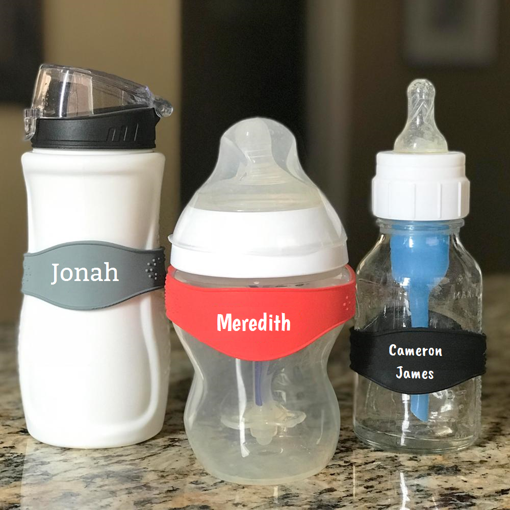 Personalized Baby Bottle Labels - Sippy Cup Name Labels - Custom Name Label- Personalized Cup Band- Dishwasher Safe Label - 3 Pack with Name