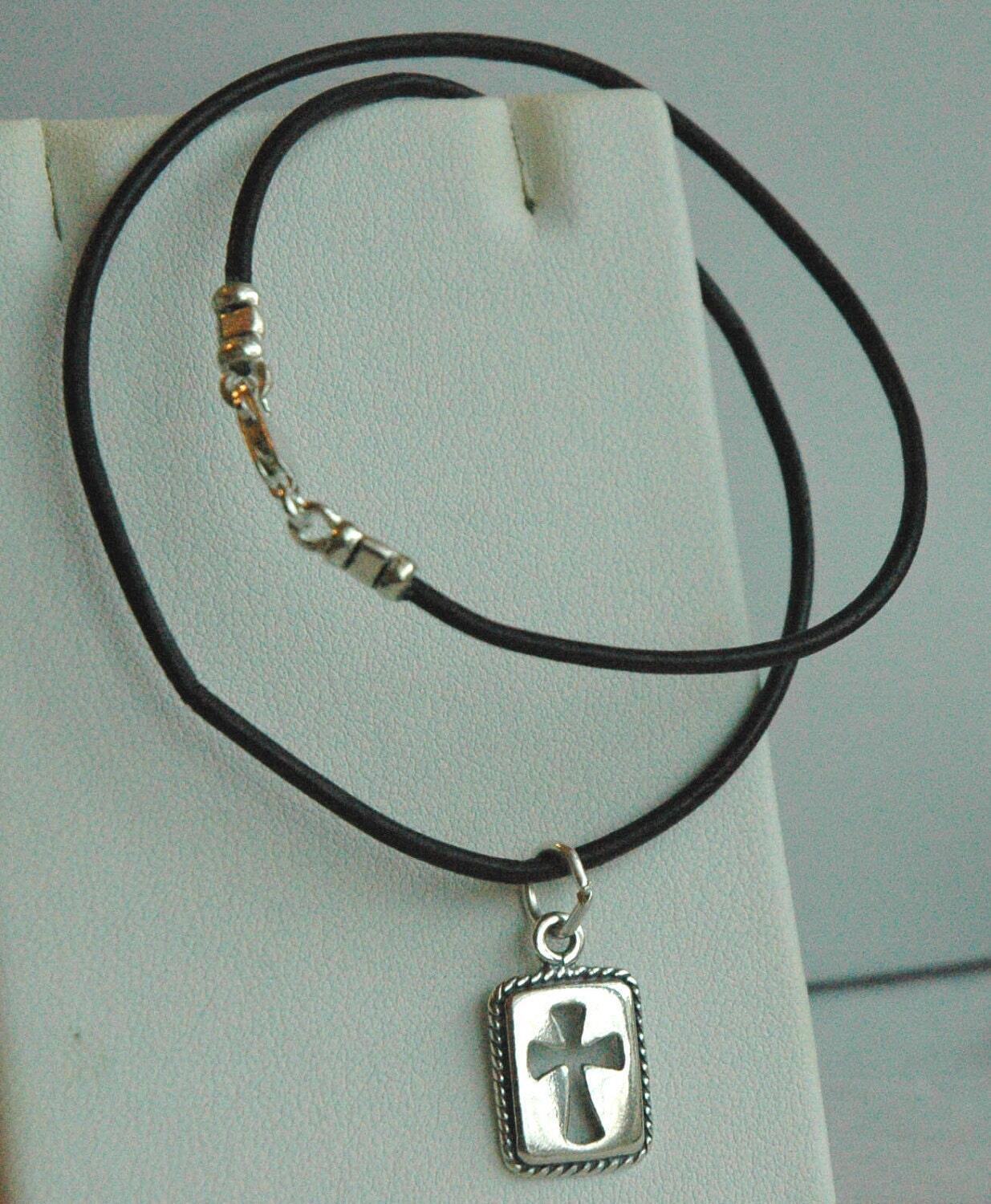 Boys 2Tone Crucifix Necklace - Sterling Silver Pendant on 20
