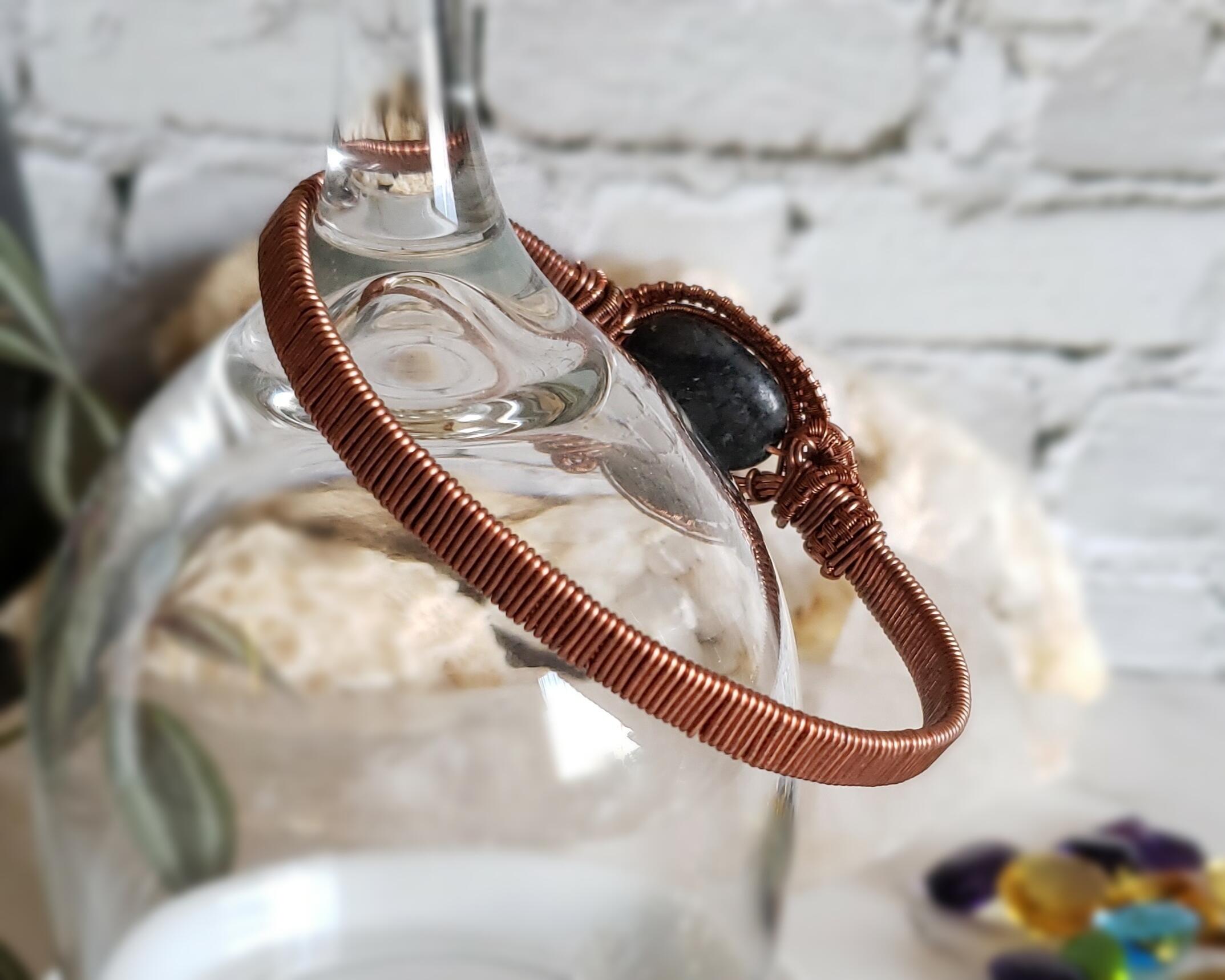Anthophyllite Copper Bangle Bracelet