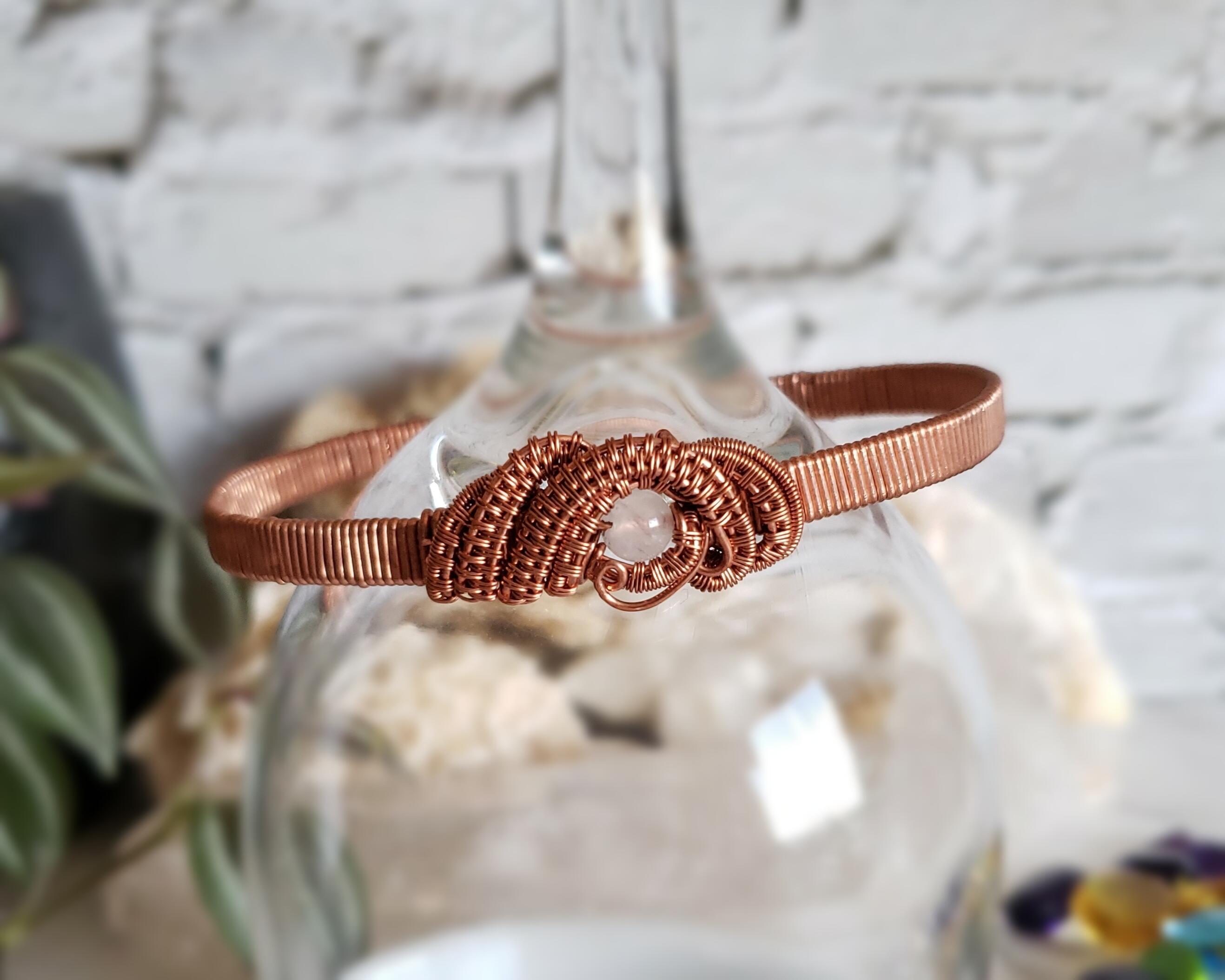 Quartz Copper Bangle Bracelet