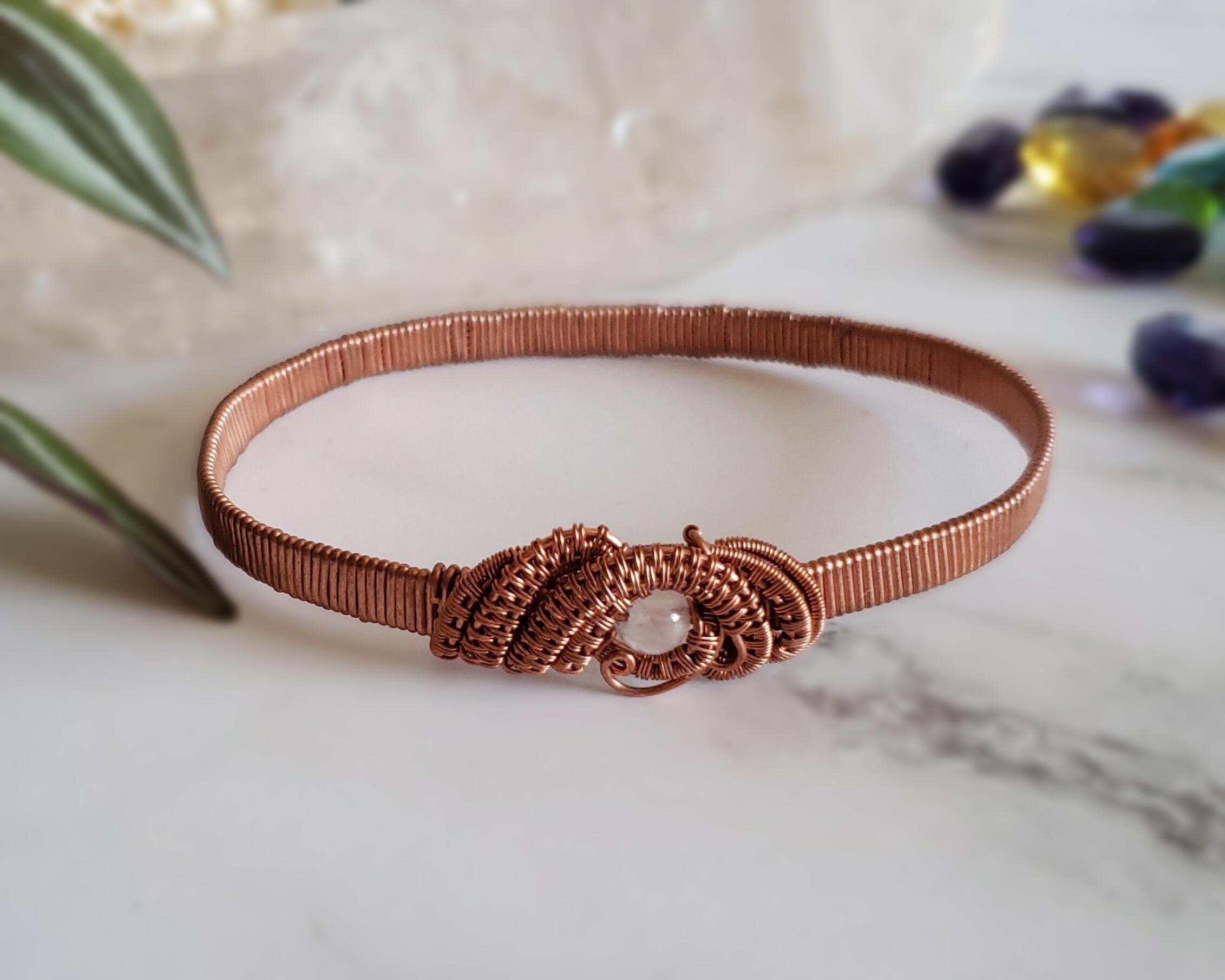 Quartz Copper Bangle Bracelet