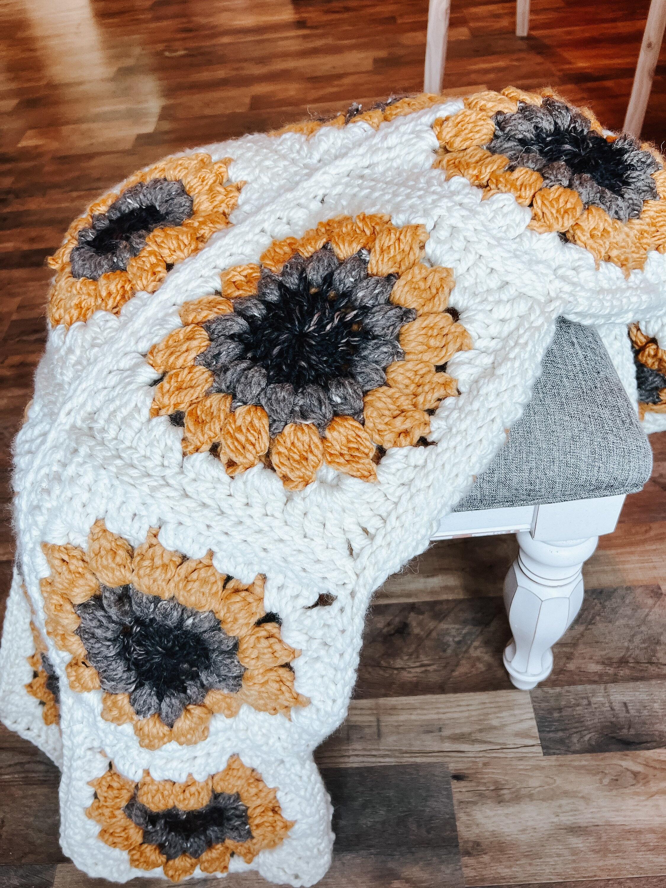 Chunky chenille Blanket 32x32 baby blanket, chunky blanket, 2024 throws, Easter blanket with Sunflowers, Ukraine we stand with you.