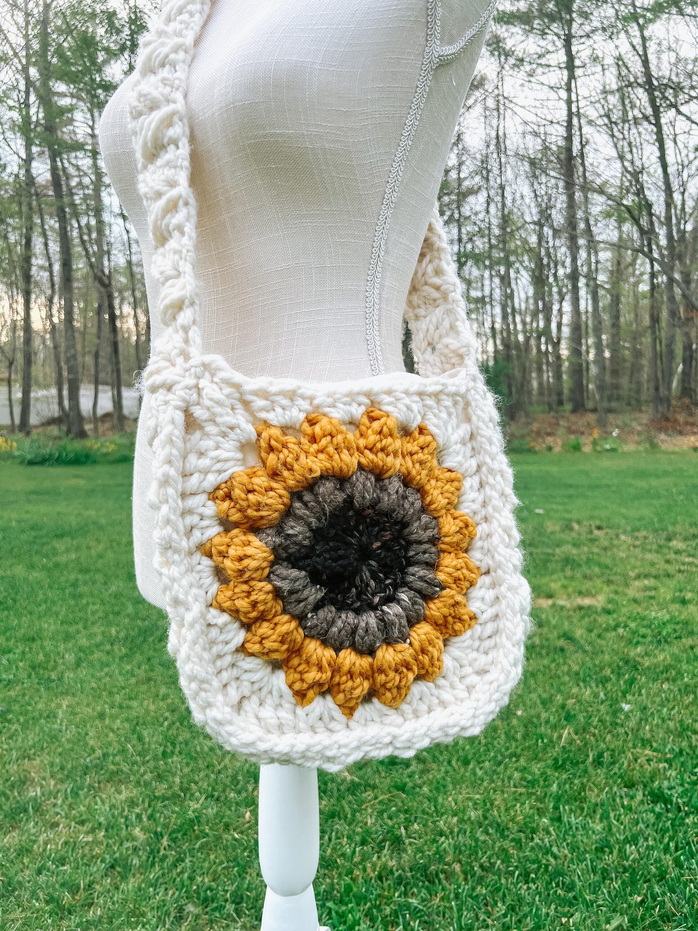 Crochet deals sunflower bag