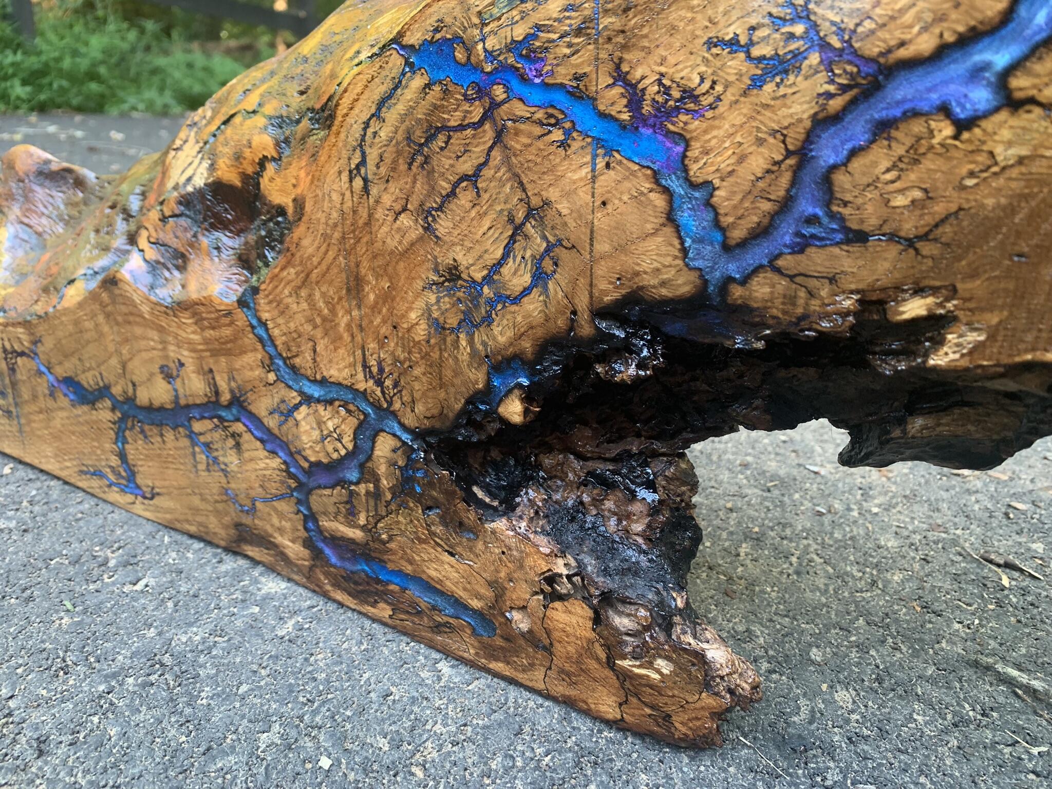 Art & Collectibles Sculpture Natural Wood Art, Mantle Art, Blue