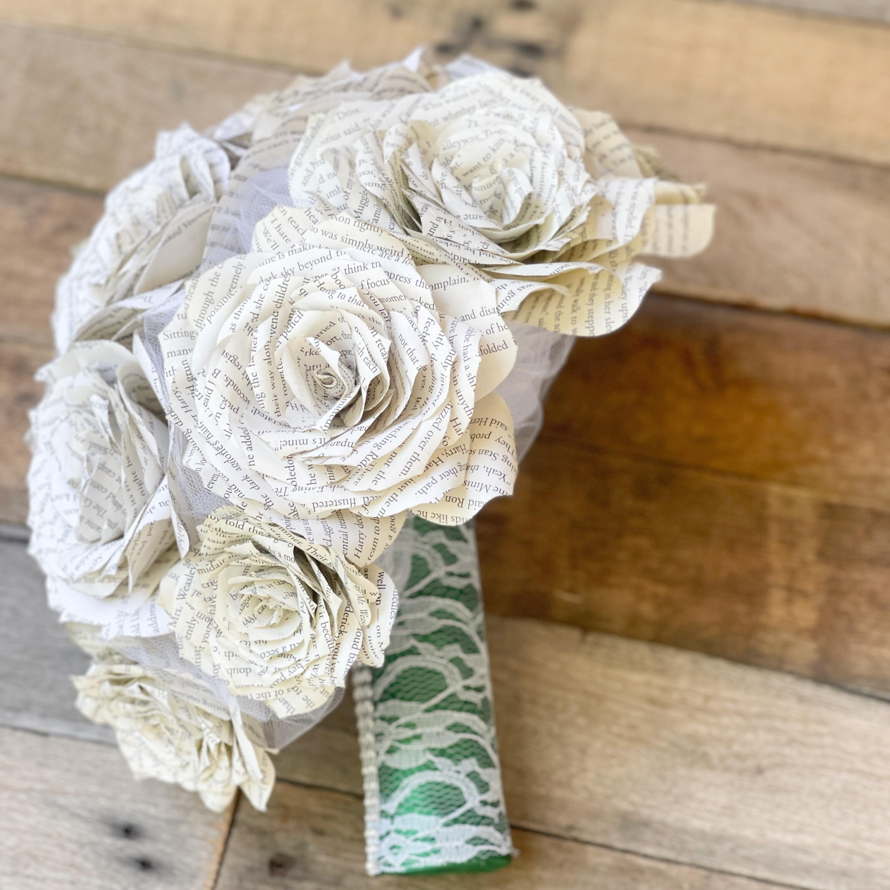 Cascading Bouquet of Roses- Handmade Bridal Bouquet, sheet music weddi –  Dana's Paper Flowers