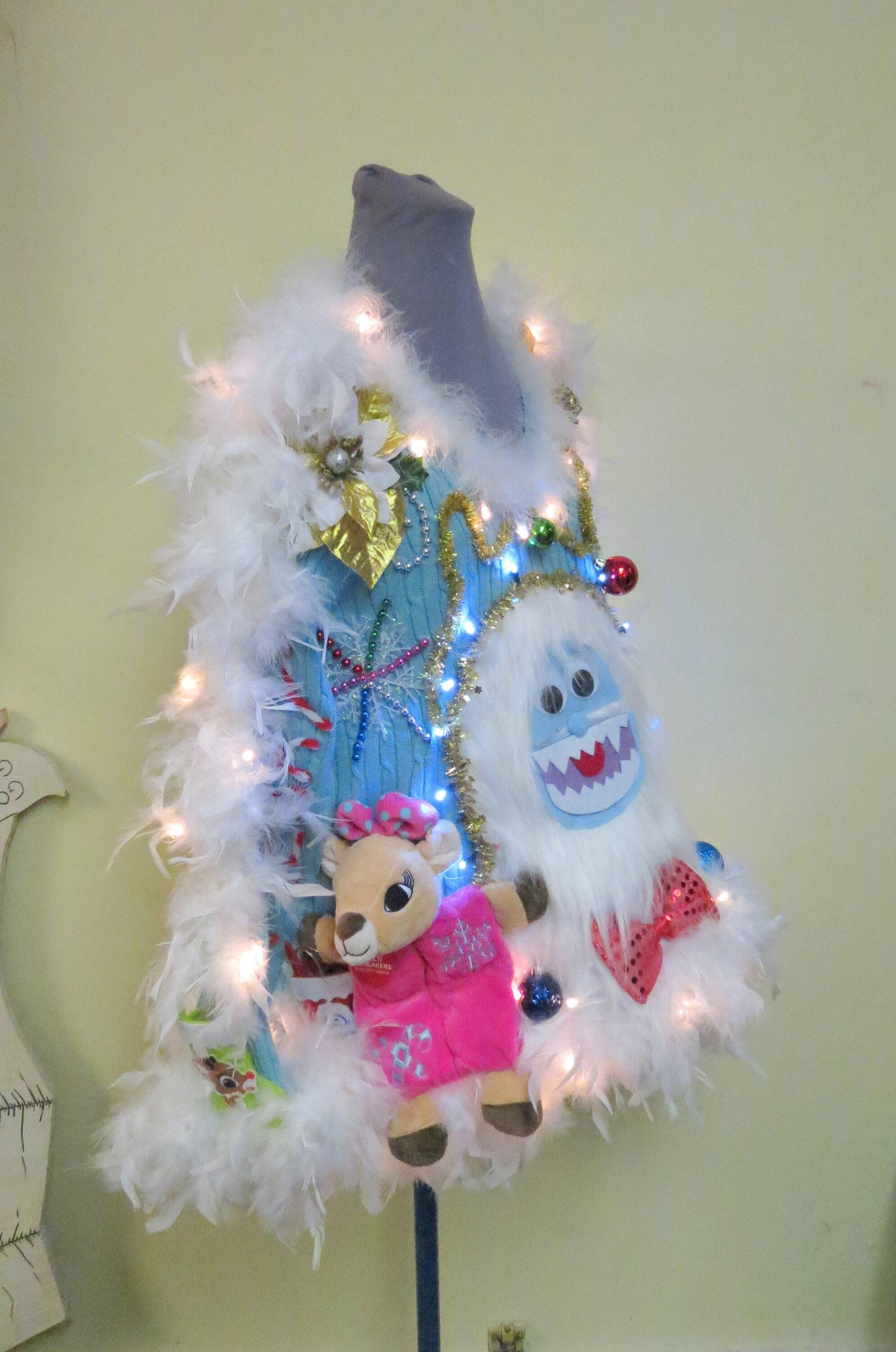 Ugly Christmas Sweater Abominable Snowman LIGHTS UP buy Tacky Xmas Party Winner