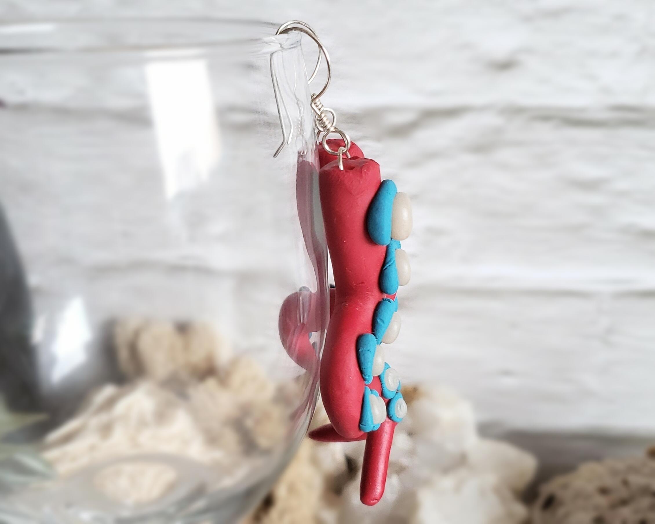 Red White and Blue Kraken Tentacle Earrings