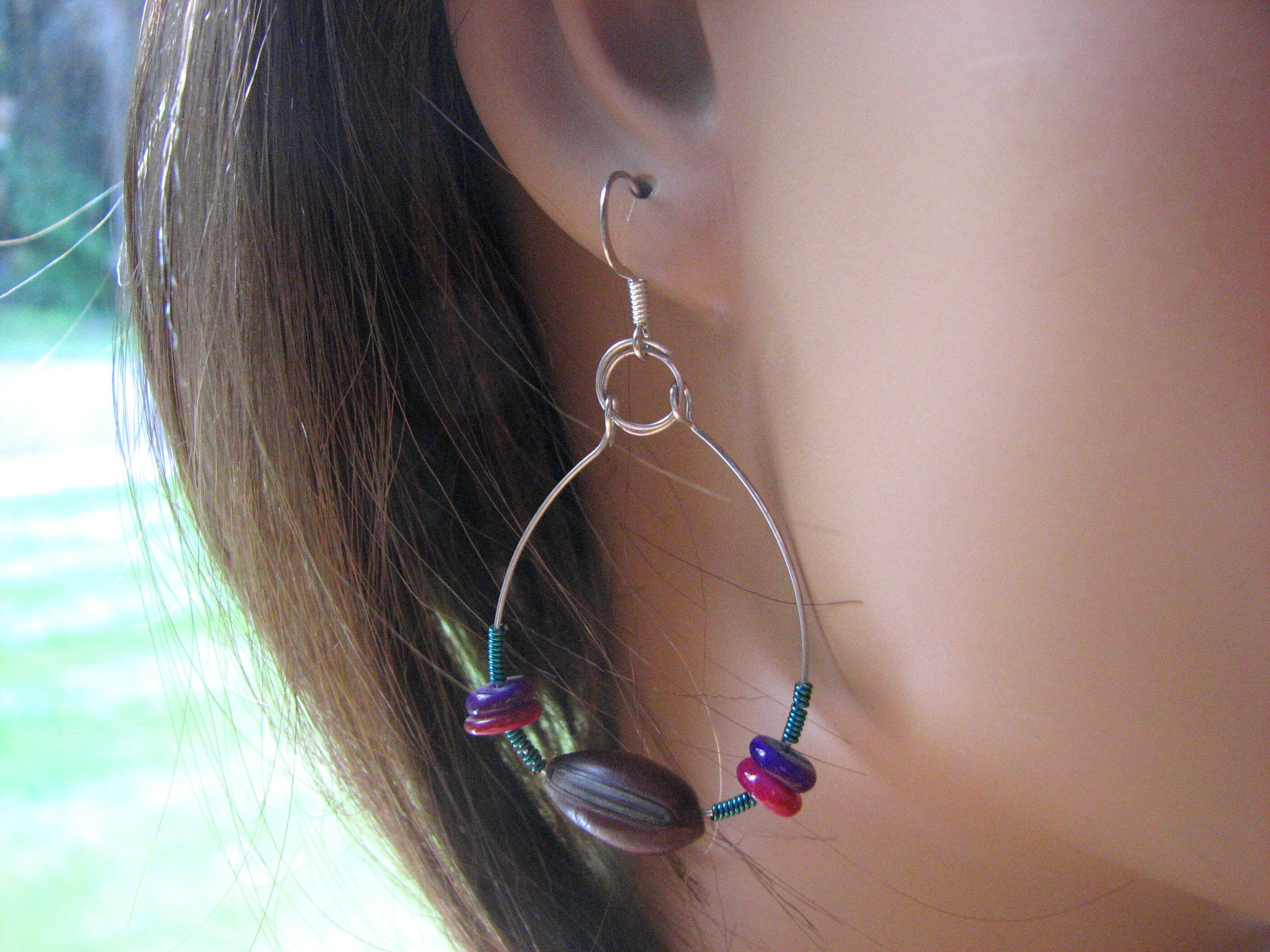 Hoops made with silver-filled wire, Stainless steel ear wires.