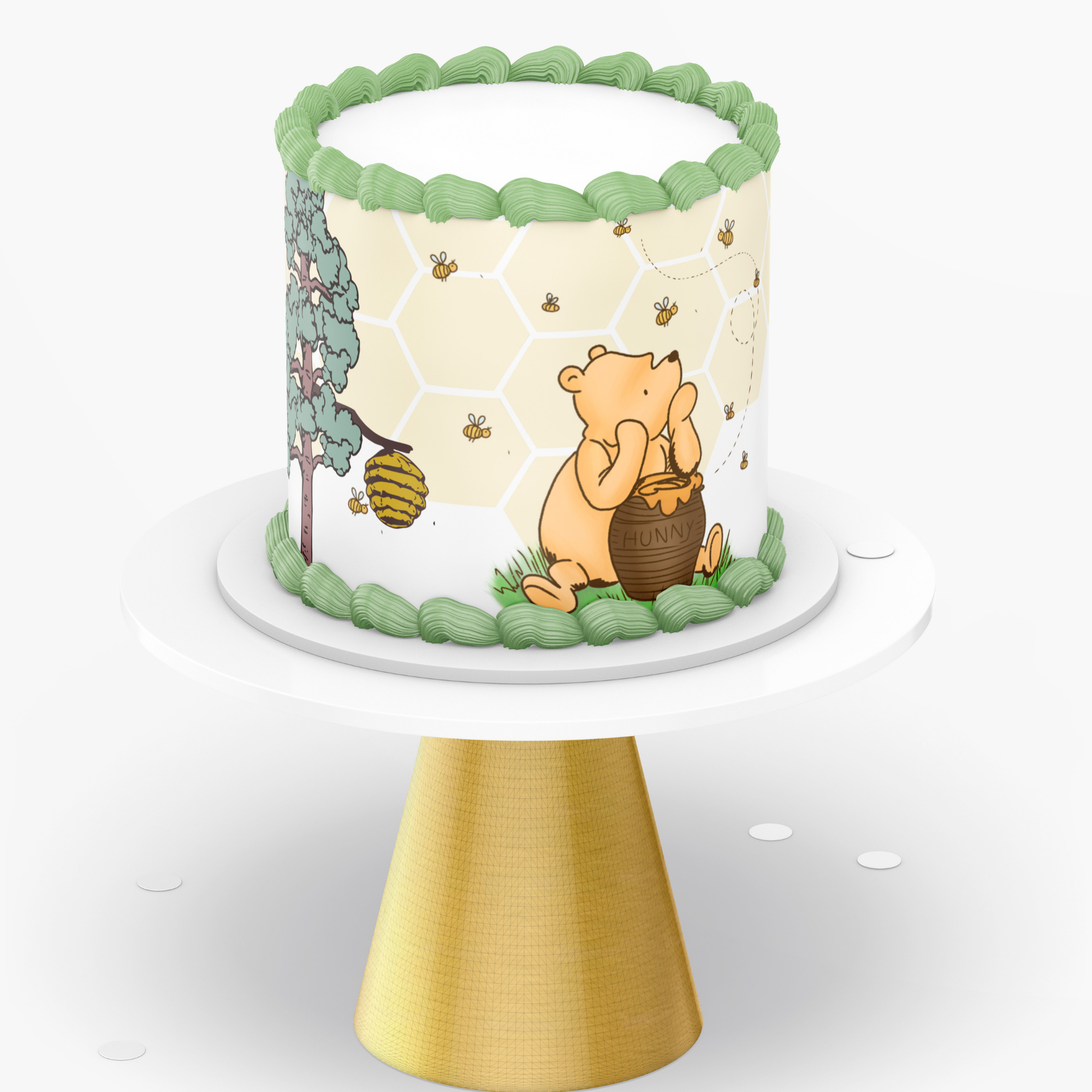 Pooh bear Baby Shower Cake topper Winnie the Pooh 1/2 sheet cake edible  image cake topper 