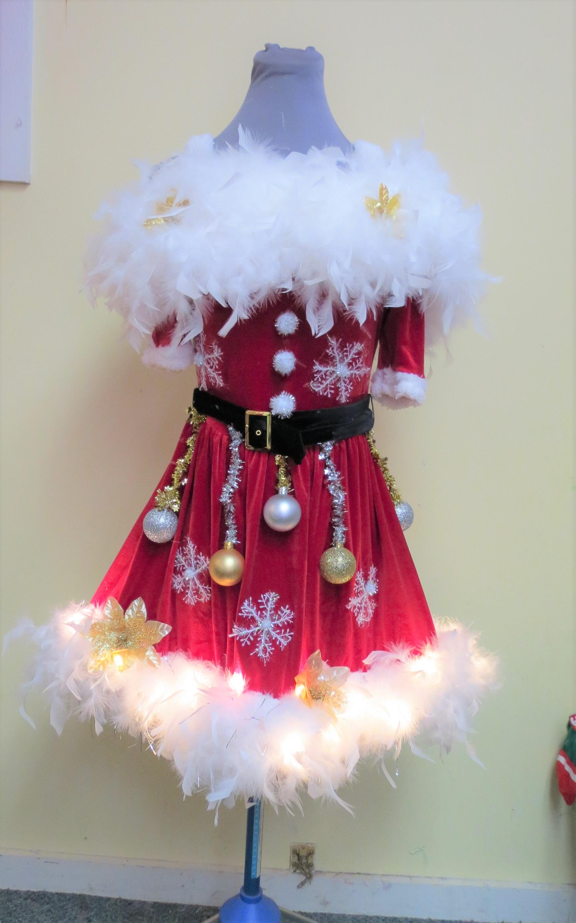 Handmade Light up Ugly Christmas Sweater Dress, Womens