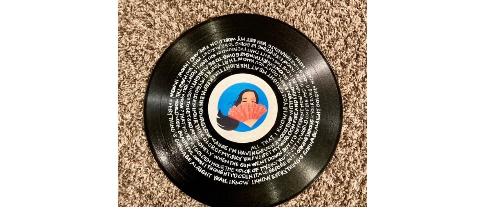 Personalized Vinyl Record Song With Lyrics on Acrylic With 