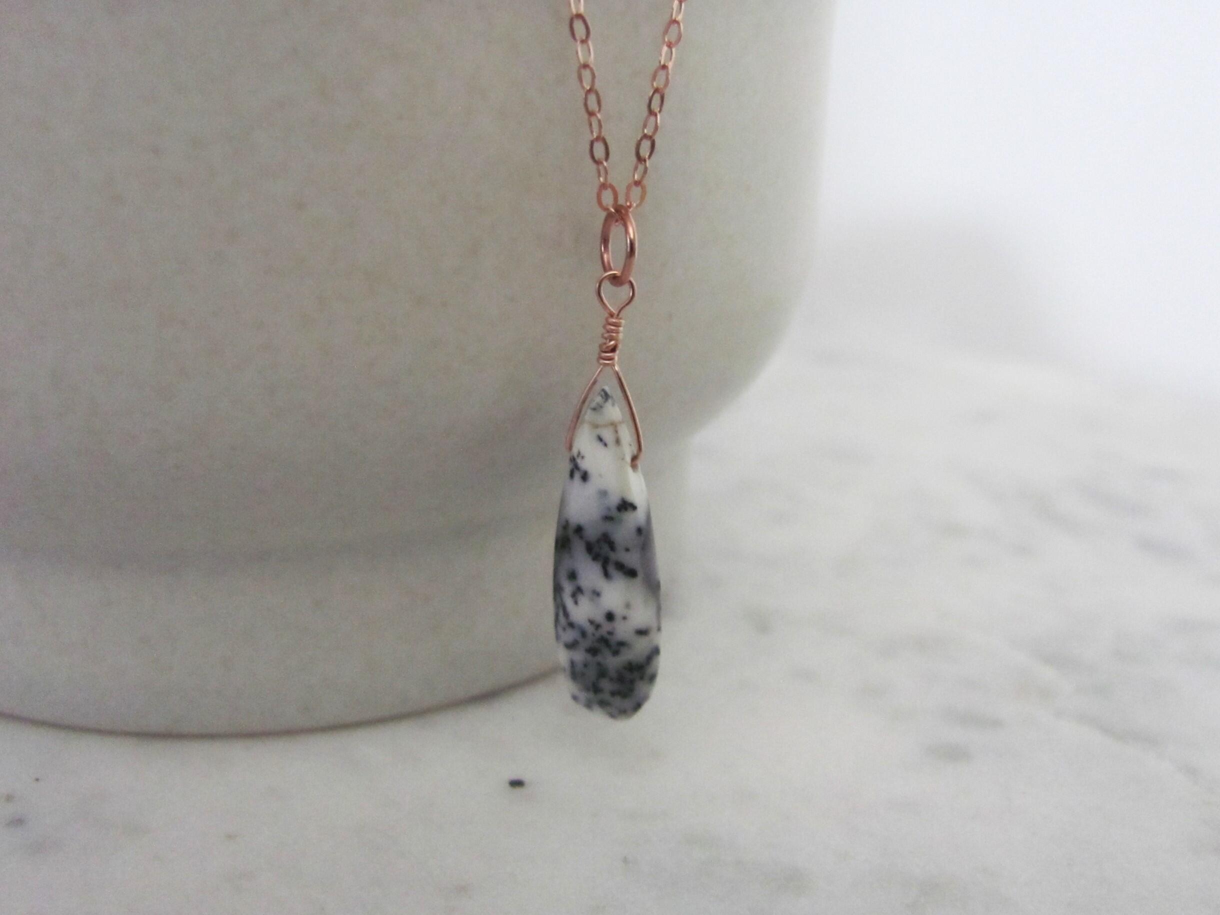 Dendrite Opal Necklace in Rose Gold