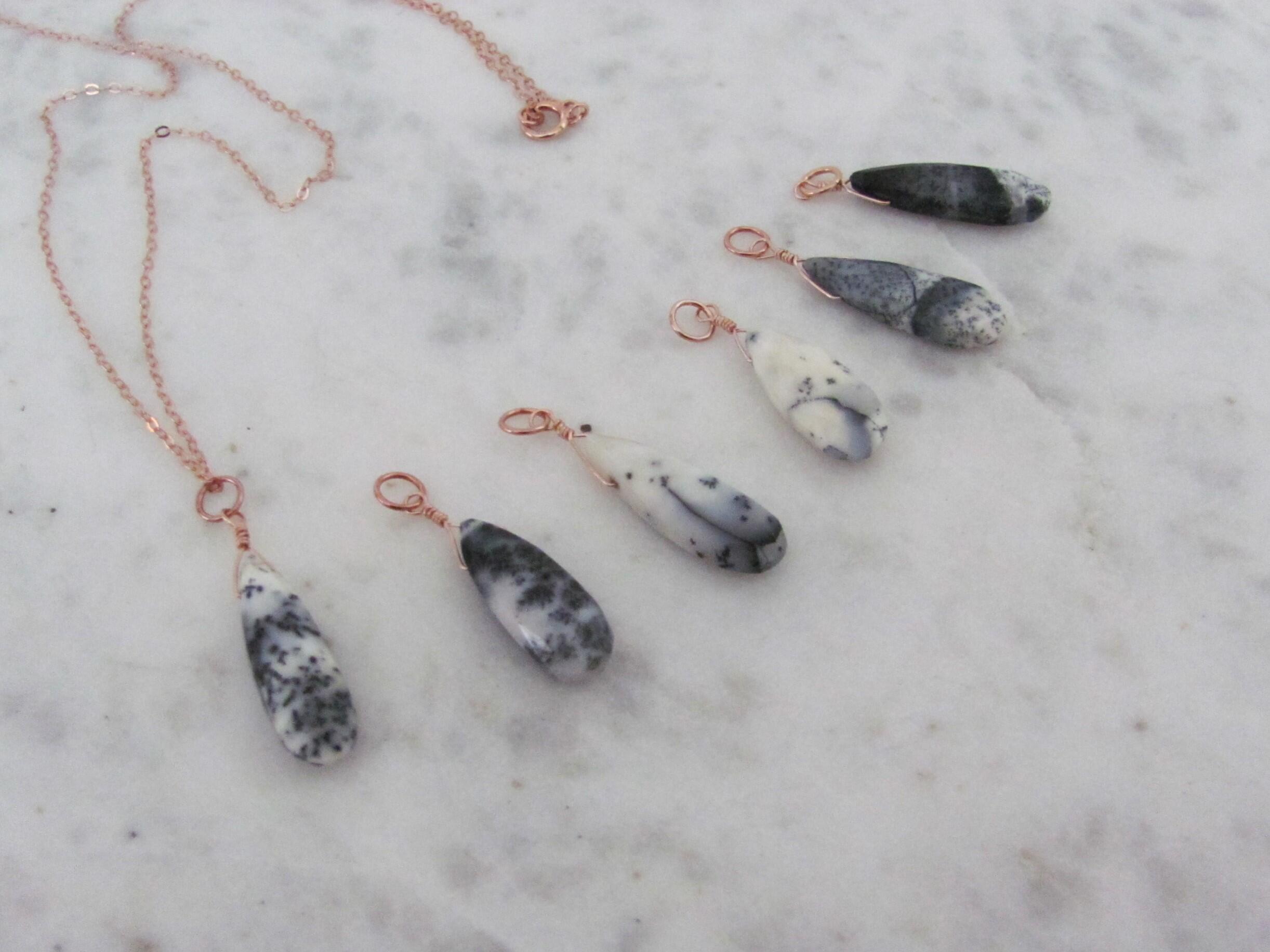 Dendrite Opal Necklace in Rose Gold