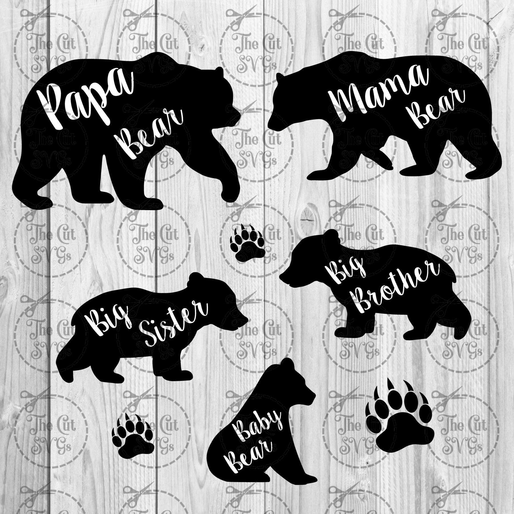 Download Handmade Supplies Clip Art Image Files Bear Family Svg Mama Bear Svg Baby Bear Svg Papa Bear Svg Nana Bear Svg Cricut Silhouette Svg Instant Download
