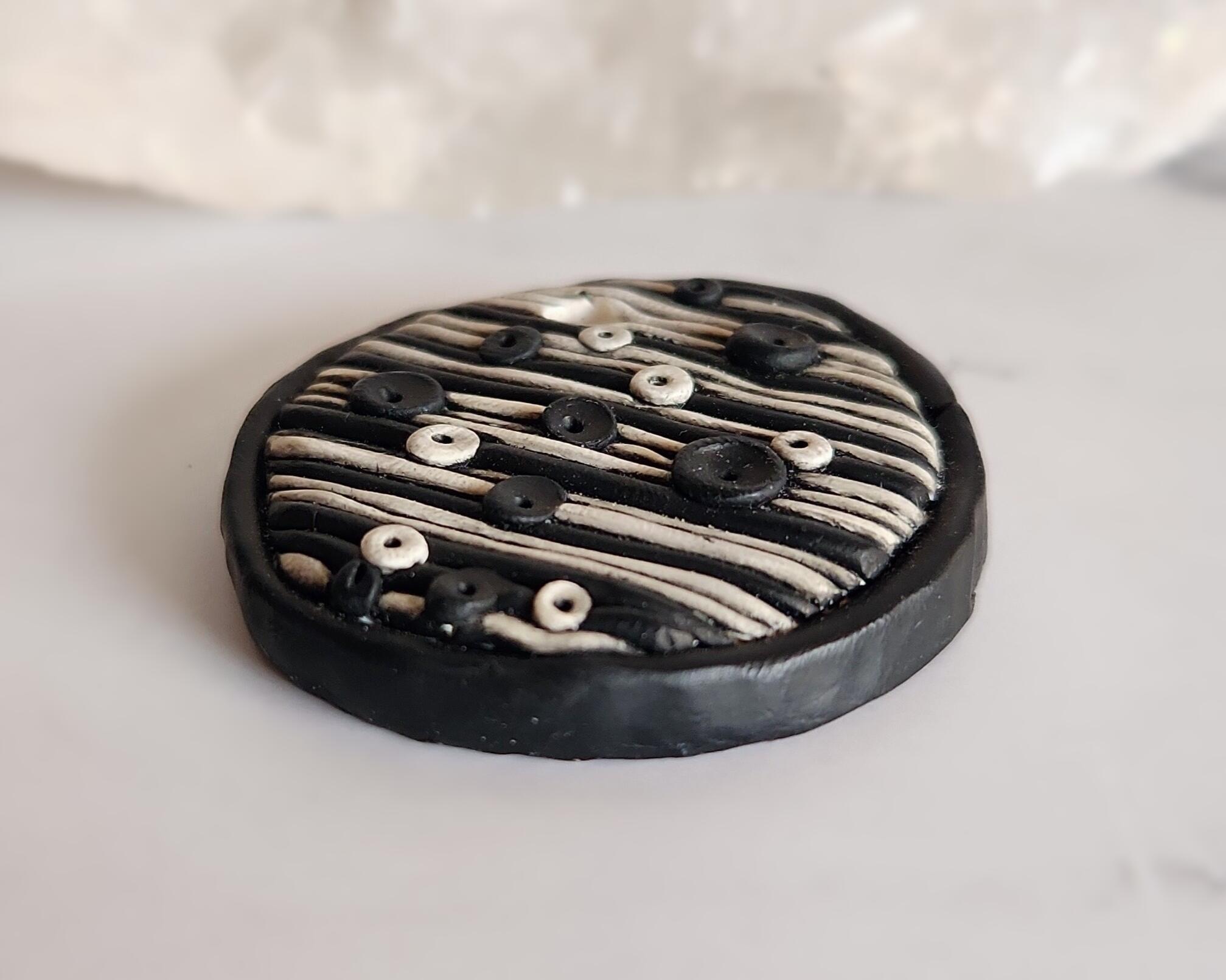 Black and White Pop Art Polymer Clay Pendant