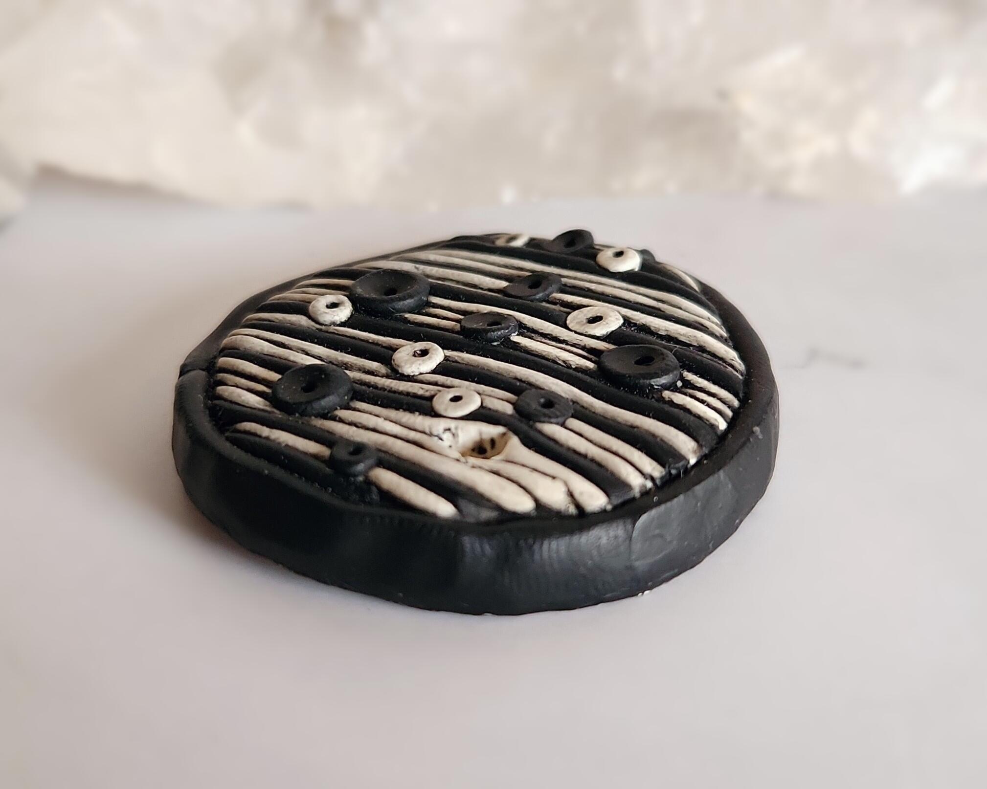 Black and White Pop Art Polymer Clay Pendant