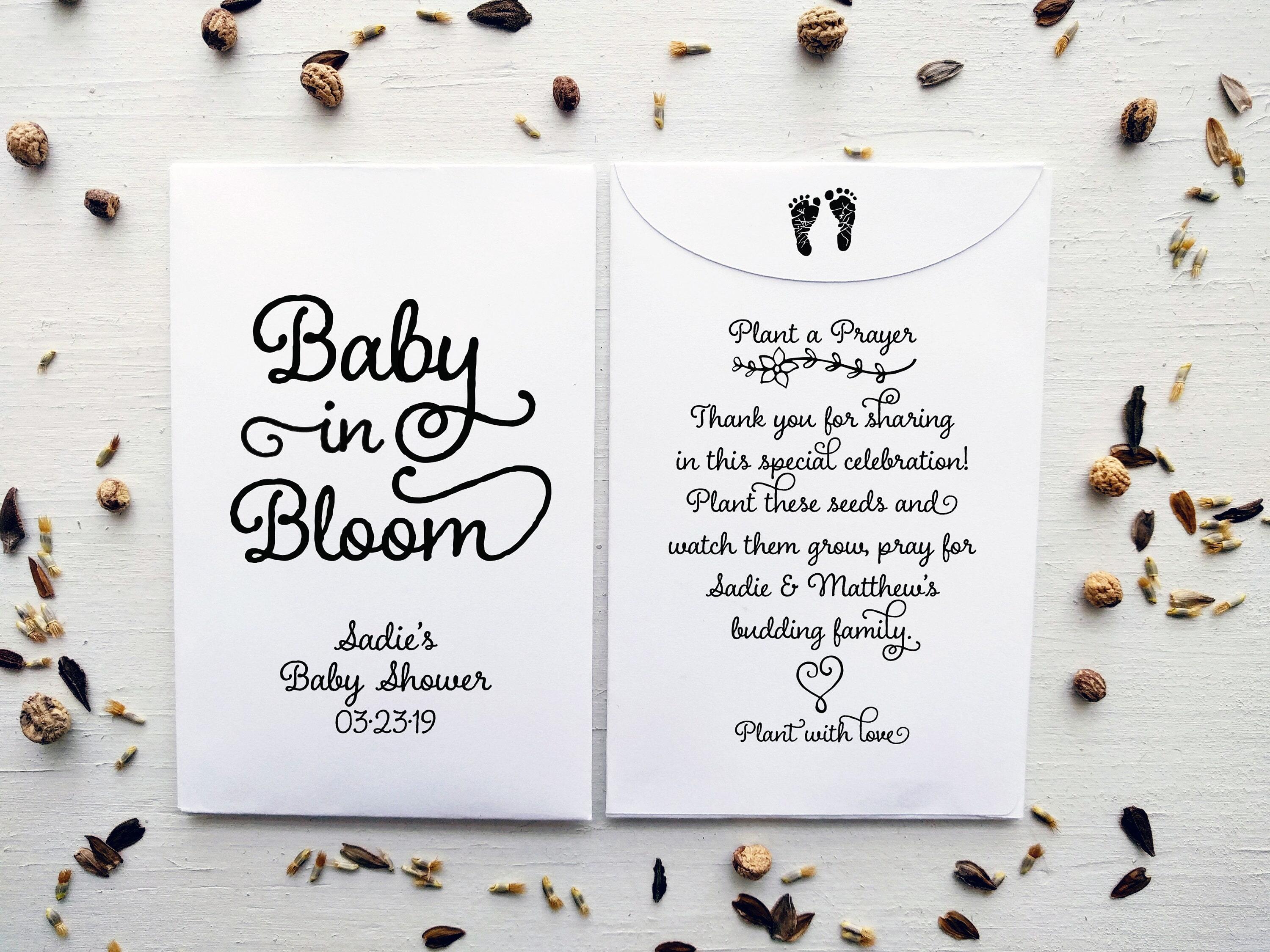 Baby in Bloom, Custom Personalized Baby Shower Seed Packet Favors