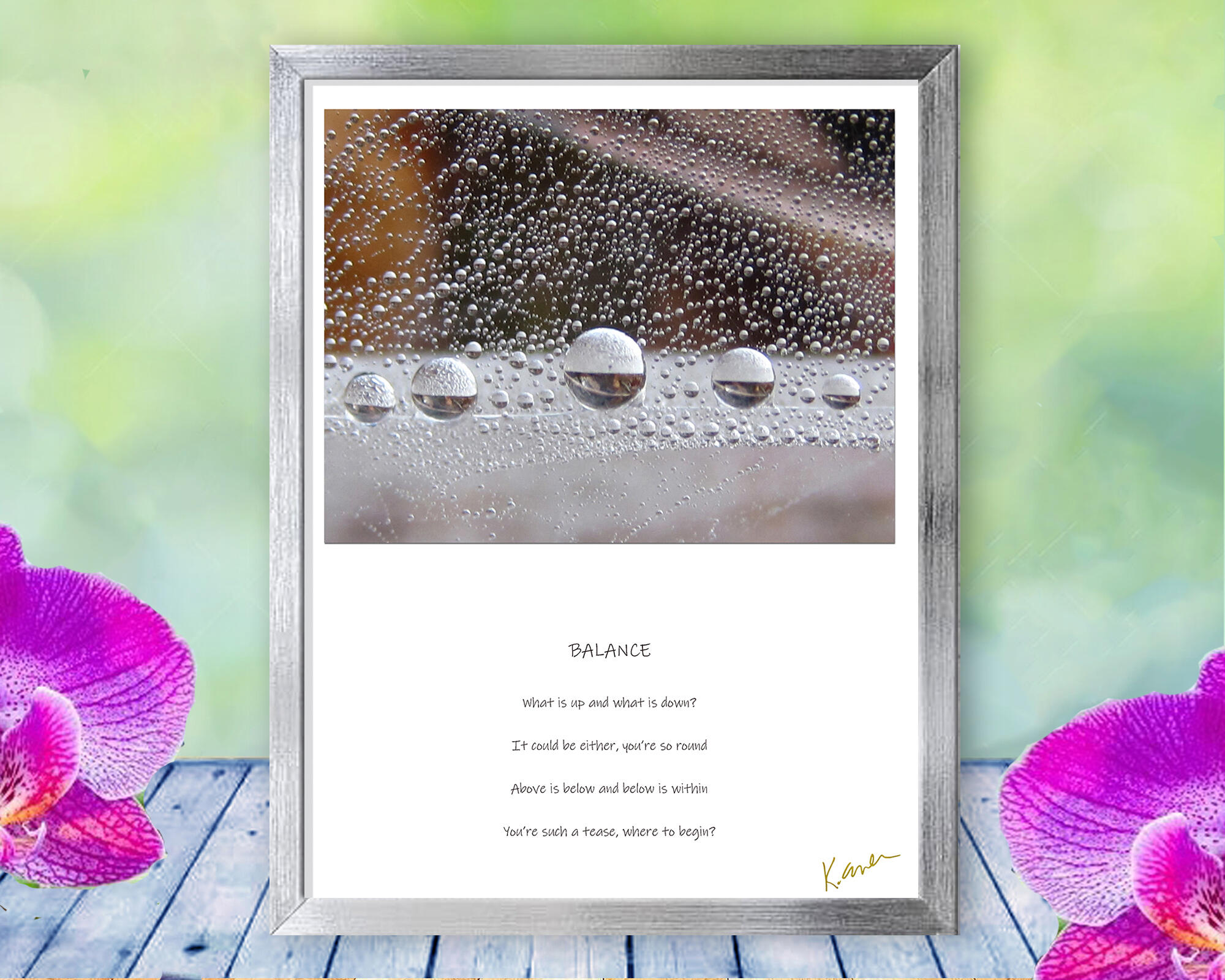 Drops of dew perfectly placed reflect a Yin Yang balance in this mesmerizing, beautiful, nature print with poem - Balance-by The Poetry of NatureDrops of dew perfectly placed reflect a Yin Yang balance in this mesmerizing, beautiful, nature print with poem - Balance-by The Poetry of NatureDrops of dew perfectly placed reflect a Yin Yang balance in this mesmerizing, beautiful, nature print with poem - Balance-by The Poetry of Nature