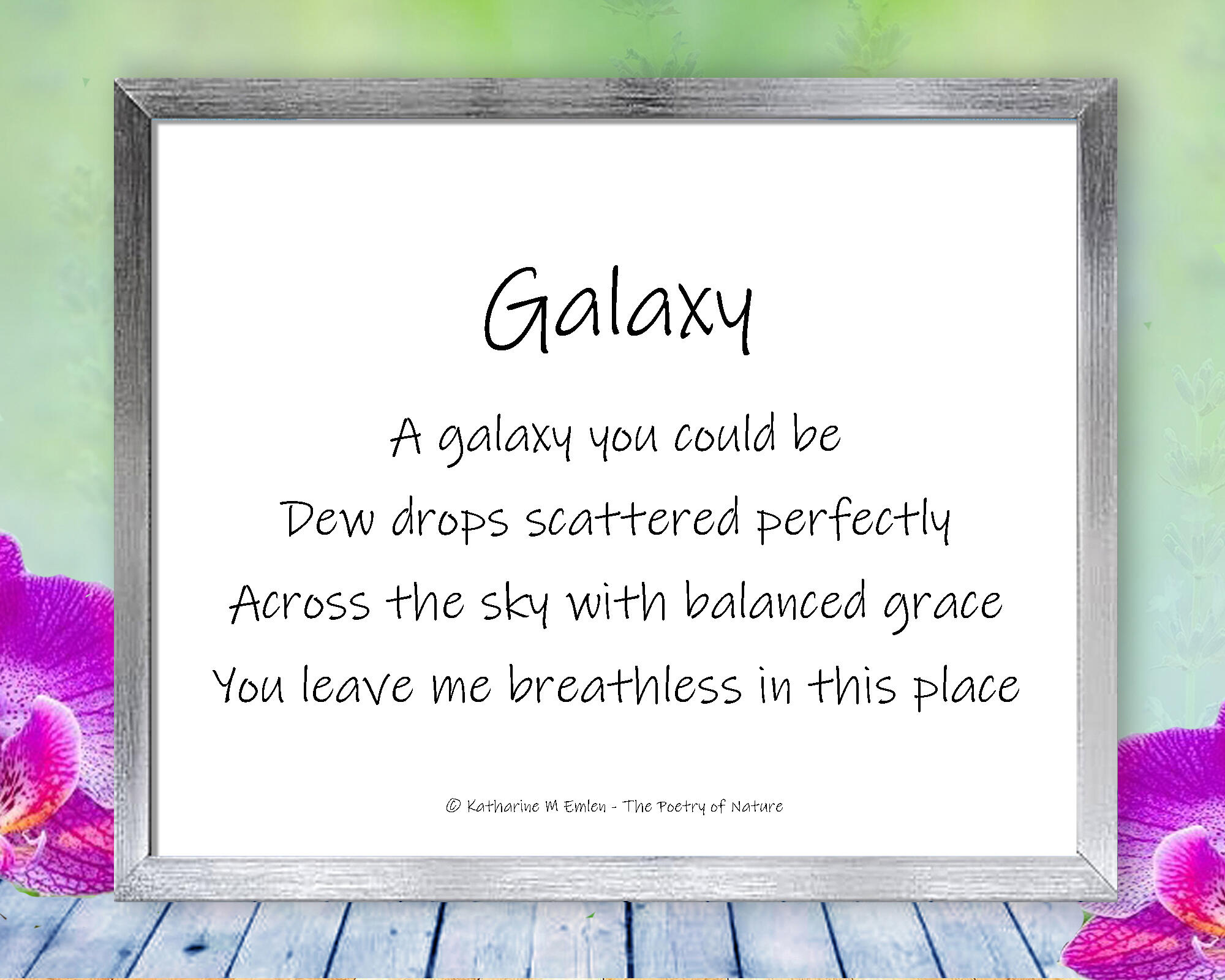 Dew Drops dance along the Milky Way in this stunning, mesmerizing, macro photograph. Print with poem Galaxy - by The Poetry of Nature