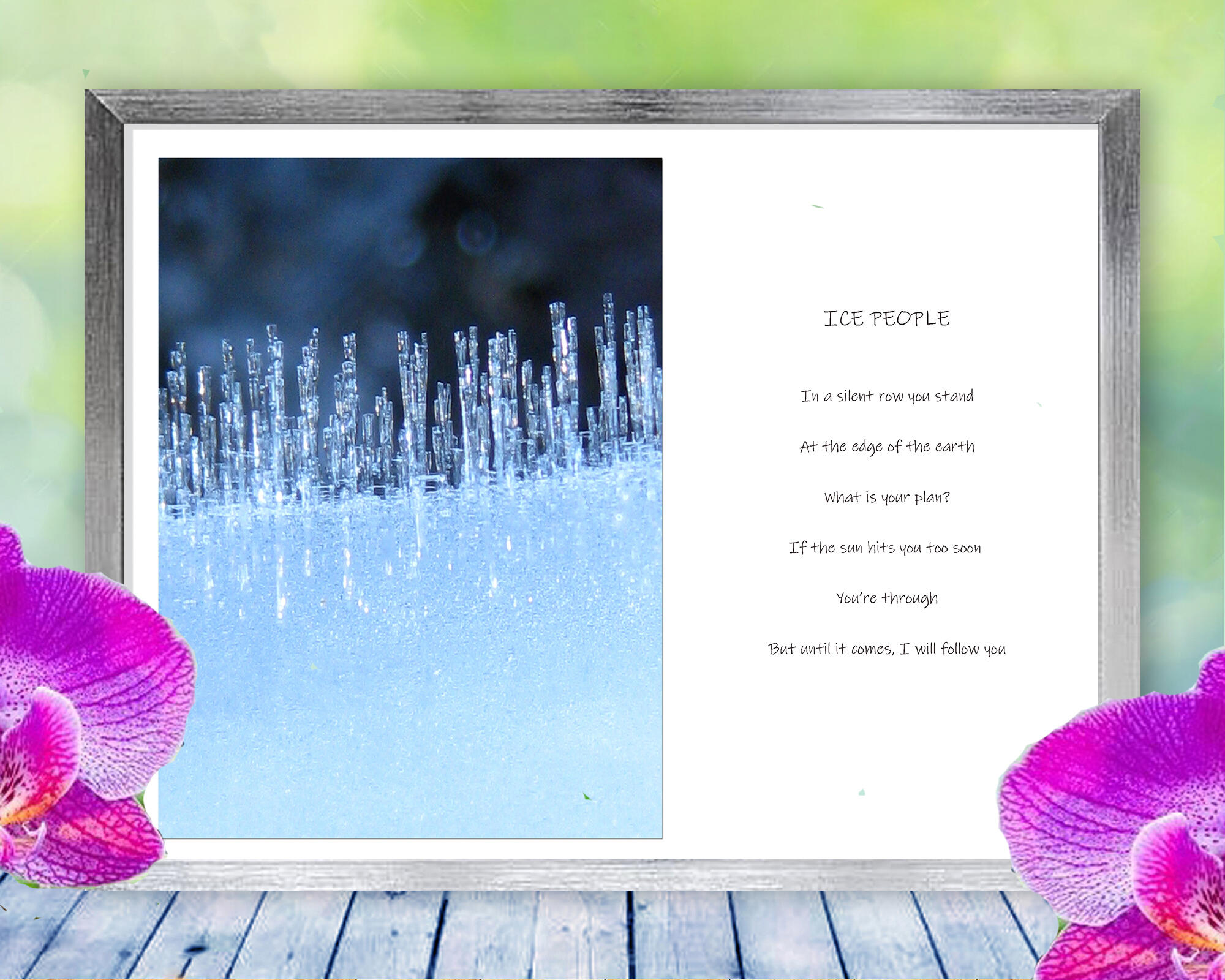 Crystals of ice greet the day in this imaginative, intriguing, Nature Spirit Story. Photo with Poem - Ice People by The Poetry of Nature