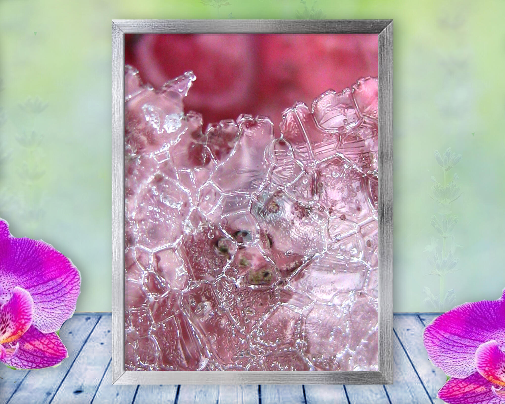 Crystals of Ice make a beautiful display in this gentle, peaceful, pink nature mosaic - Rose Ice by The Poetry of Nature
