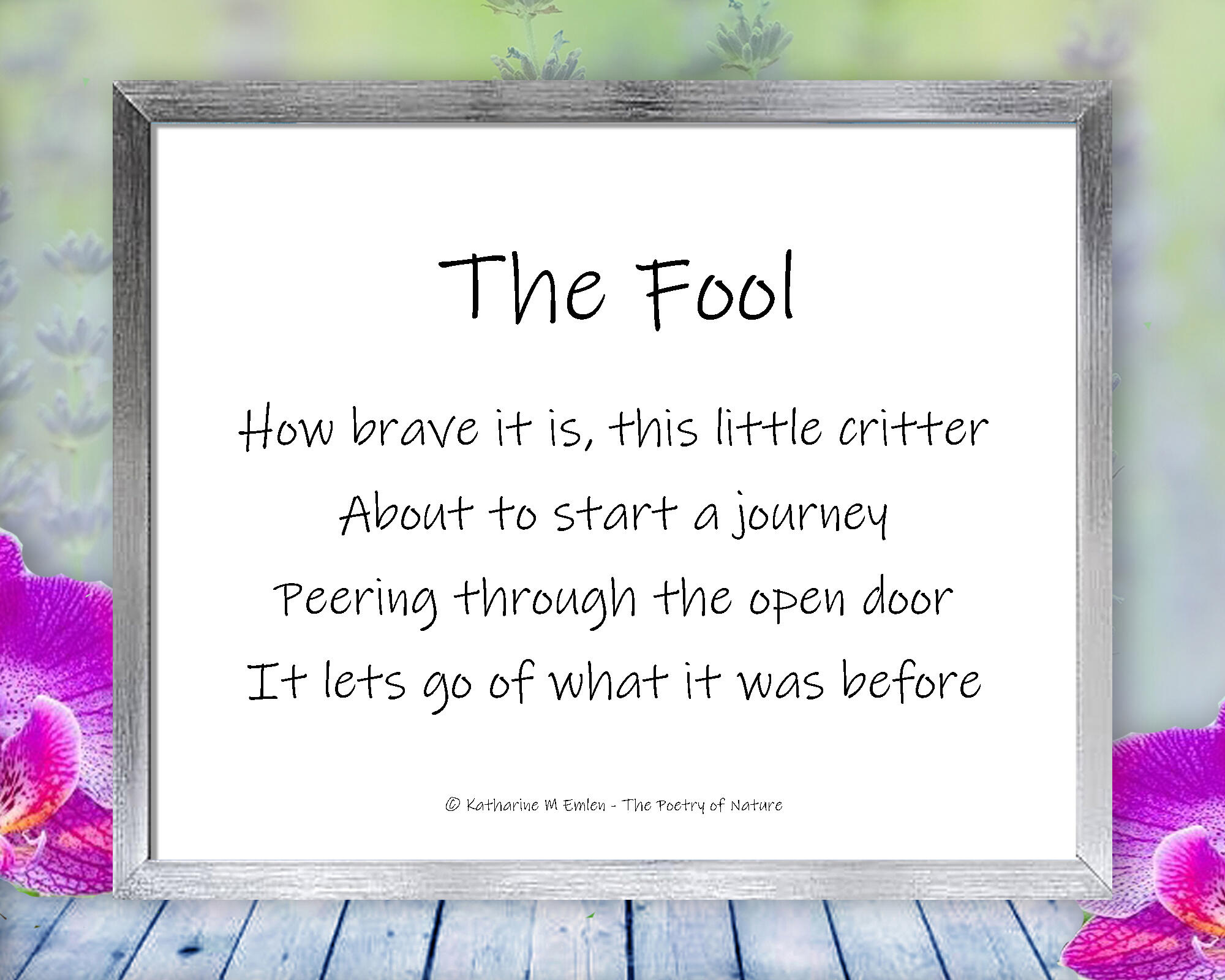 Poem for The Fool - A twisted tendril vine resembles The Fool from Tarot in this peaceful, soothing, nature spirit story. Print with poem.-The Fool by The Poetry of Nature