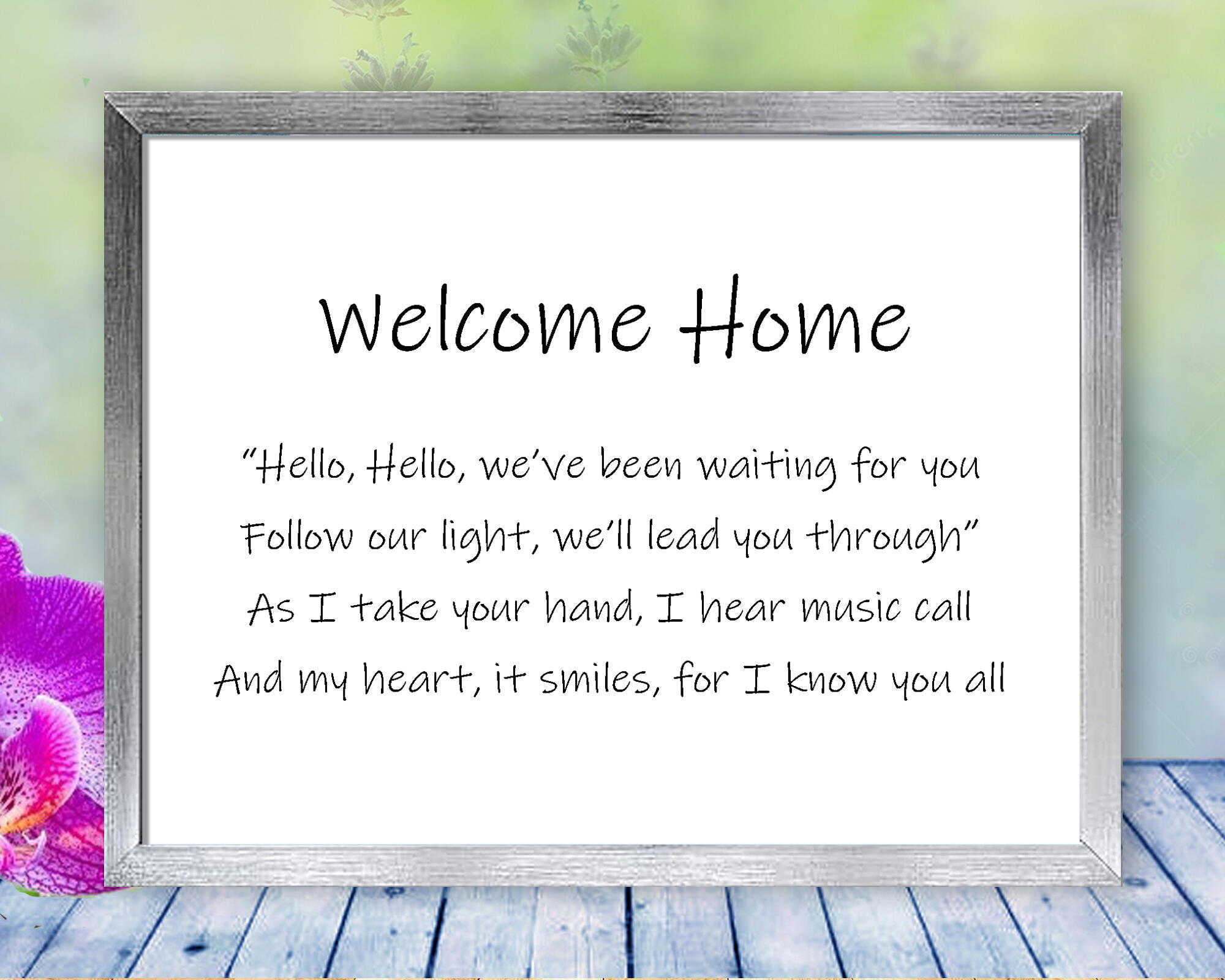 Poem for Welcome Home - Angels come to take you home, or so it seems, in this haunting, beautiful, nature print with poem - Welcome Home by The Poetry of Nature