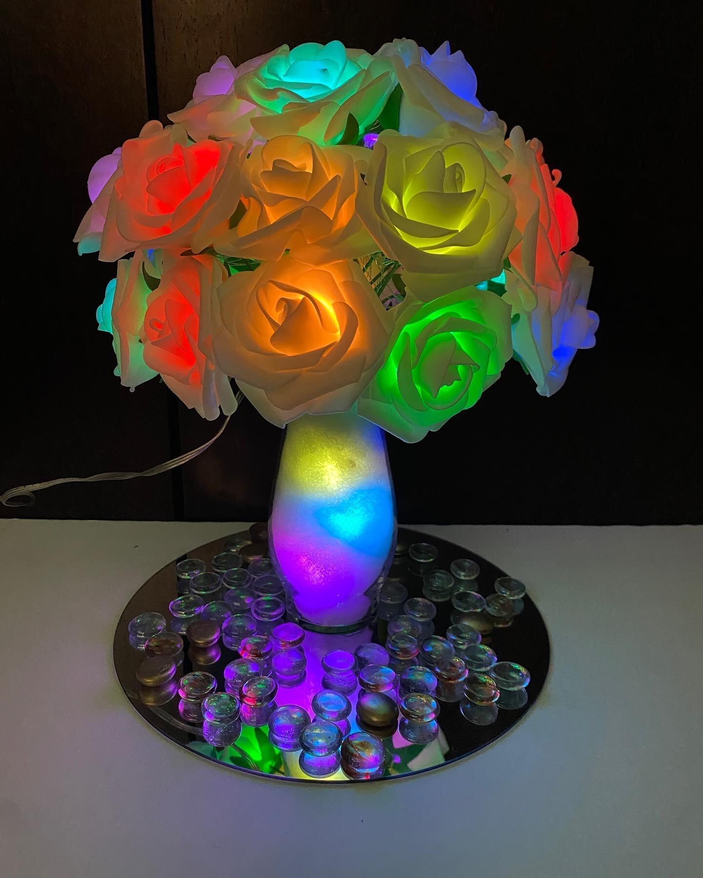 Lighted Rose Bouquet Lamp Real Touch Flowers Arrangement