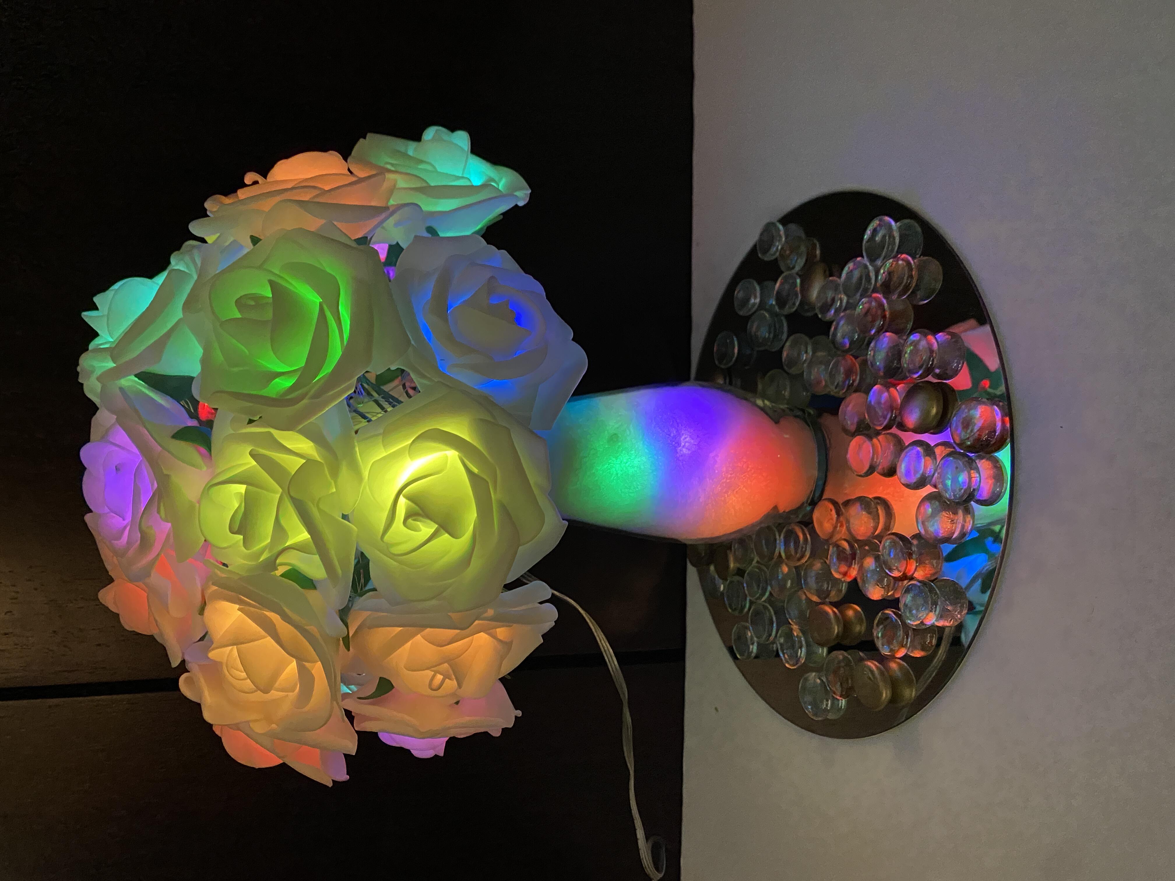 Lighted Rose Bouquet Lamp Real Touch Flowers Arrangement
