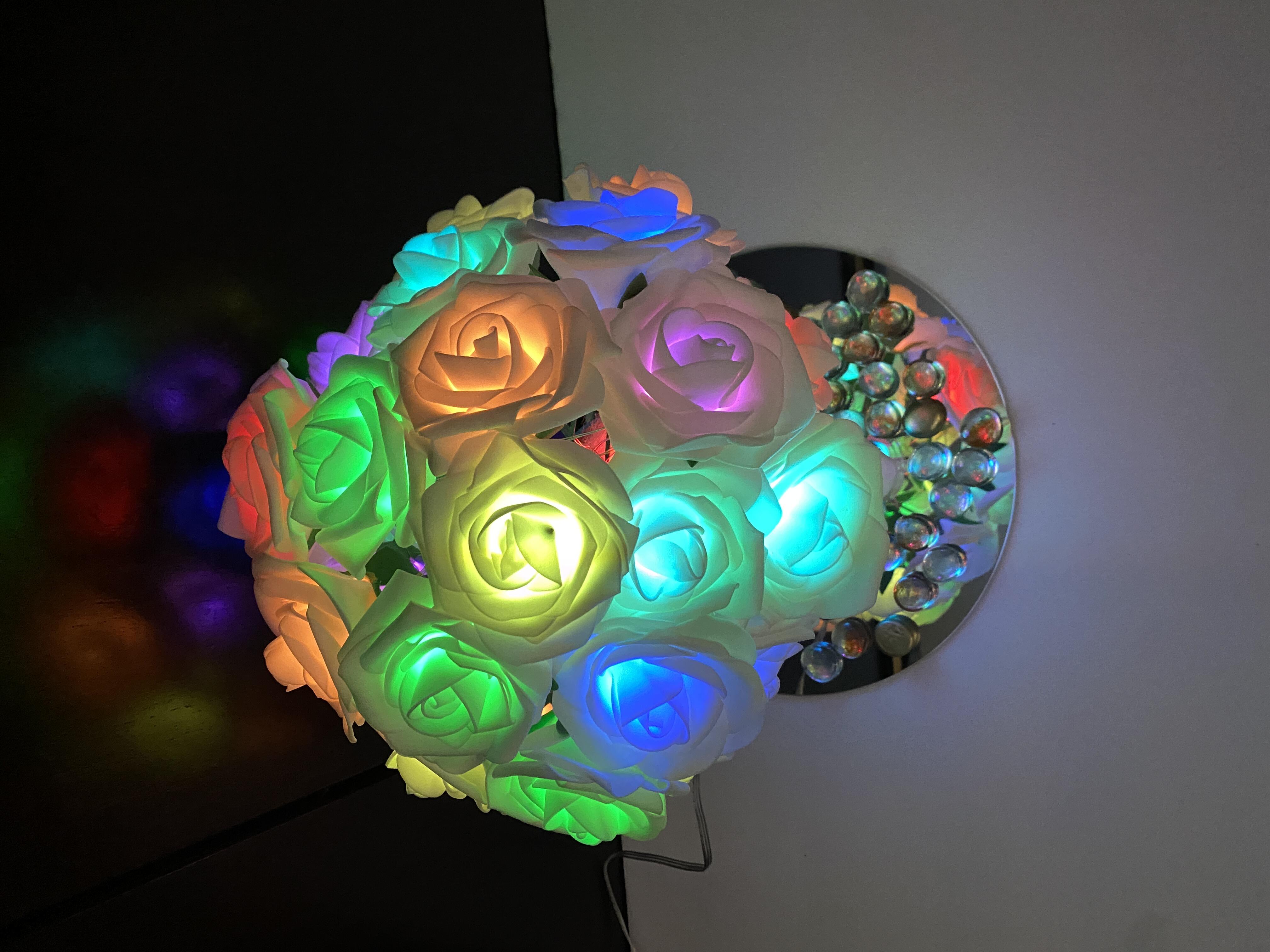 Lighted Rose Bouquet Lamp Real Touch Flowers Arrangement
